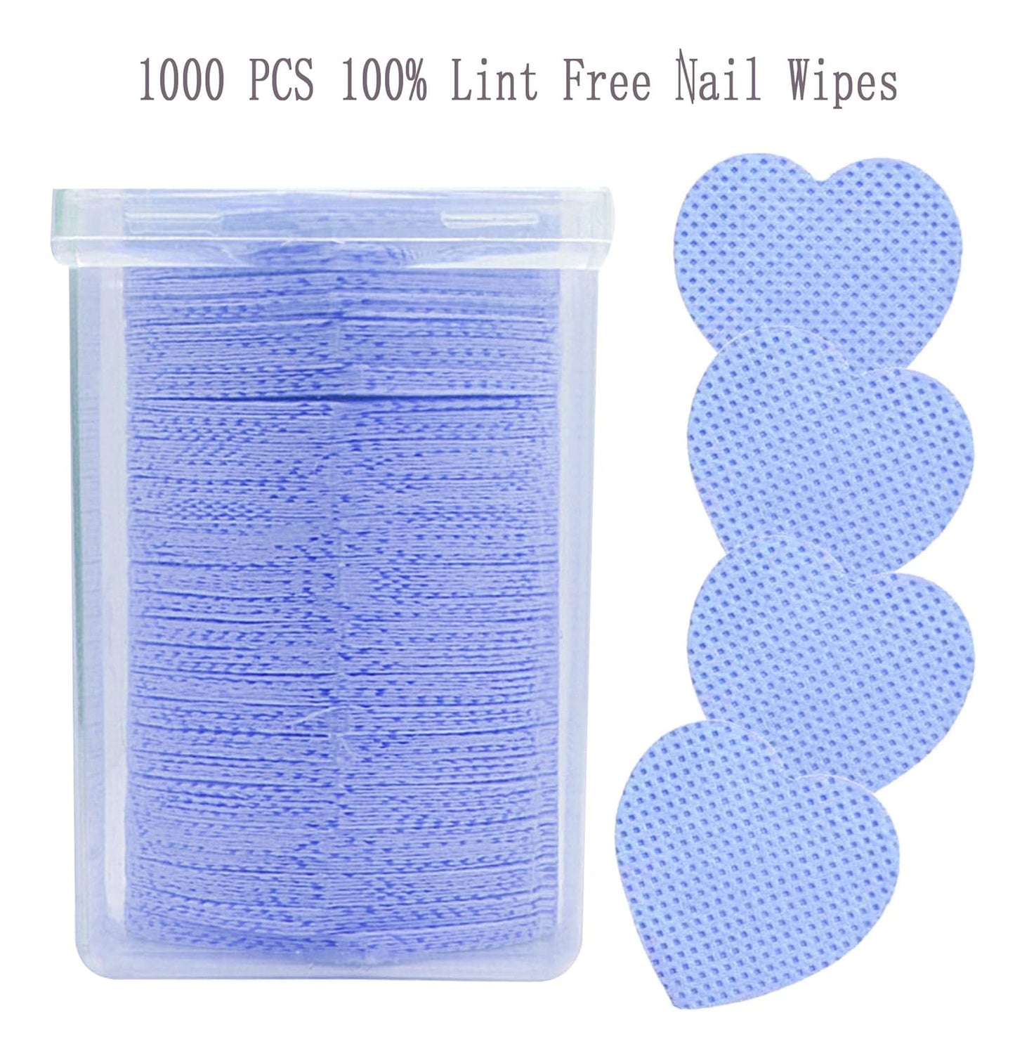 1000 PCS Lint Free Nail Wipes,Nail Polish Remover Wipes for Lash Extension Supplies,Lint-Free Lash Glue Wipes Pads Eyelash Extension Nails Wipes for Nail Polish Remover,Lash Glue Cleaning Pads, Blue