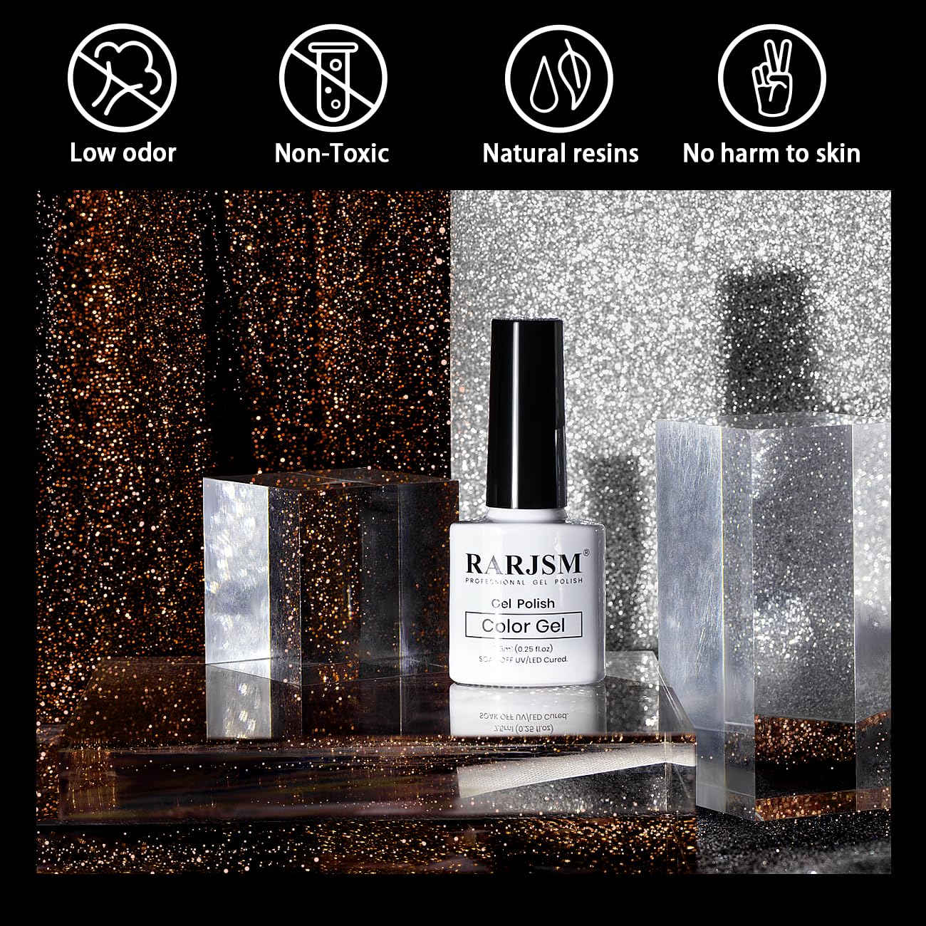 RARJSM Reflective Glitter Gel Polish Silver Sparkling Glitter Iridescent Shimmer Gel Nail Polish Sparkle Diamond Holographic Gelpolish Soak off Nail Art Varnish Manicure for Salon DIY at Home