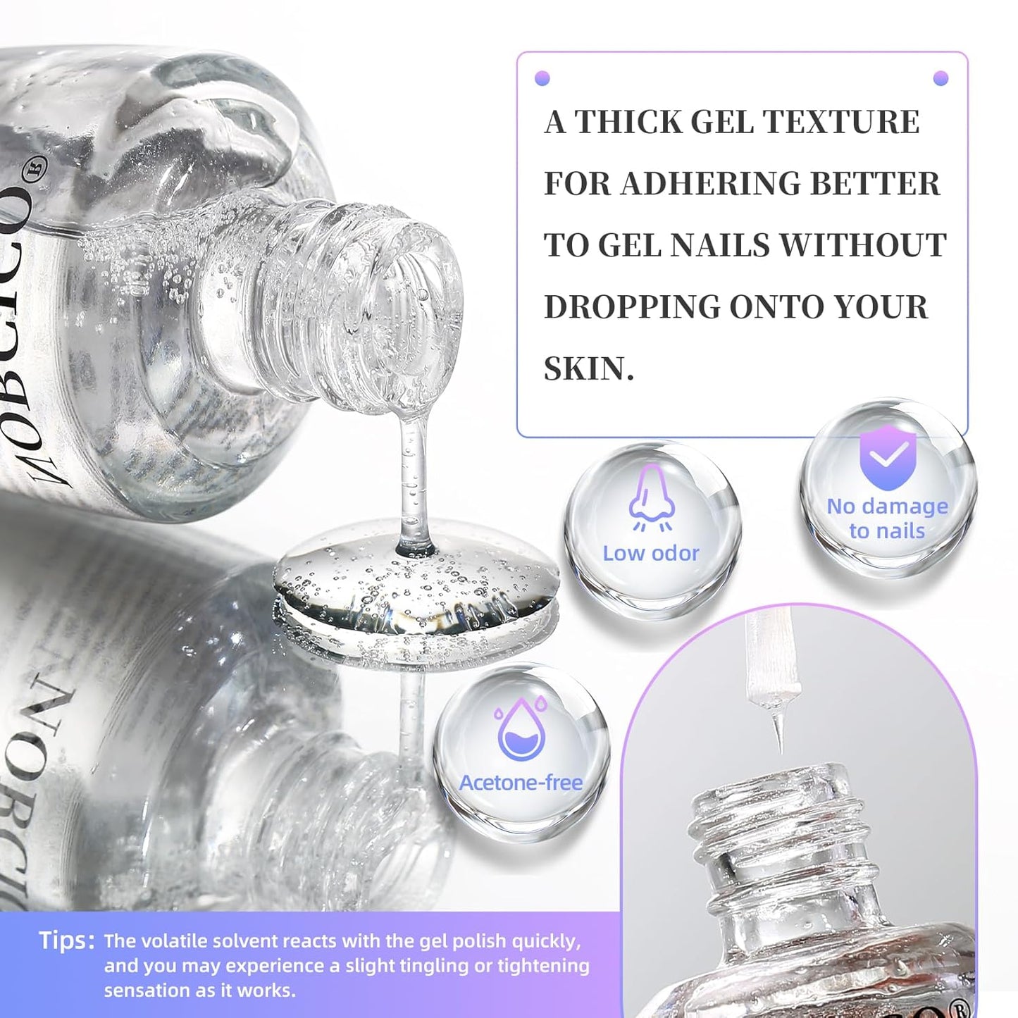 Gel Nail Polish Remover,Fast-Acting Gel Nail Remover with No-Soak Technology, 2-5 Minute Nail Gel Remover Solution, Salon-Grade Formula & Low Odor, for Home & Salon Use (15ml)