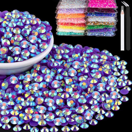 5000pcs 5mm Resin Rhinestones Bulk, Dark Purple AB Flatback Round Jelly Rhinestones Bedazzling Non Hotfix Crystal Gems Large Quantity Wholesale for DIY Crafts Clothes Tumblers Face Makeup Manicure