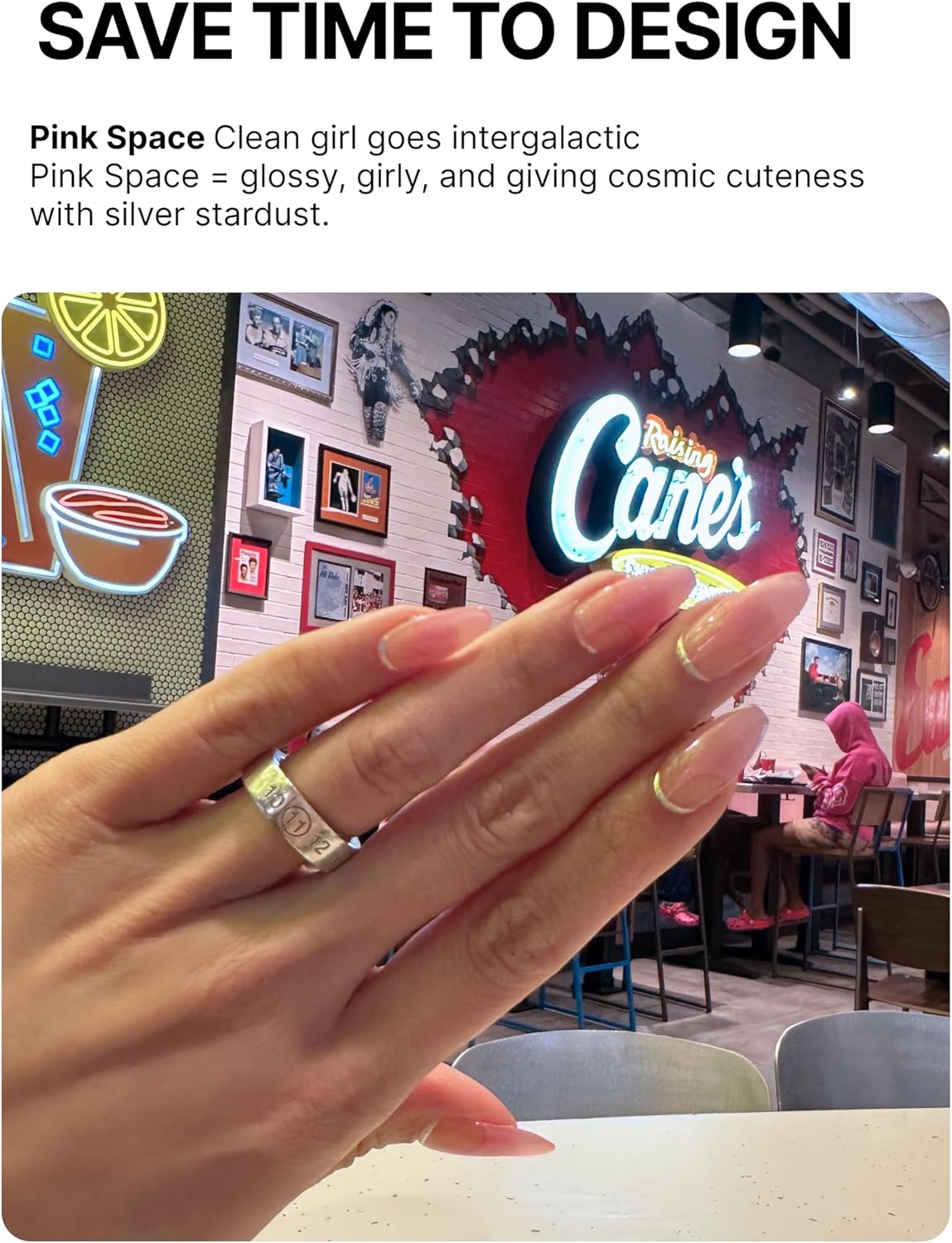 UUUUUU Semi Cured Gel Nail Strips | Salon-Quality | UV Free Gel Nail Wraps for Women | Easy Peel&Stick | Long-Lasting up to 14 Days | 28 Strips Set+File & Wipes | Gift-Ready(UGN118 Space Pink)