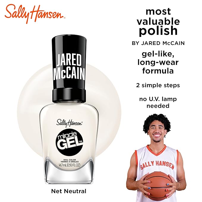 Sally Hansen Miracle Gel™ x Jared McCain, Net Neutral, Long Lasting, Gel-Like Formula, No UV Lamp Needed, White Nail Polish