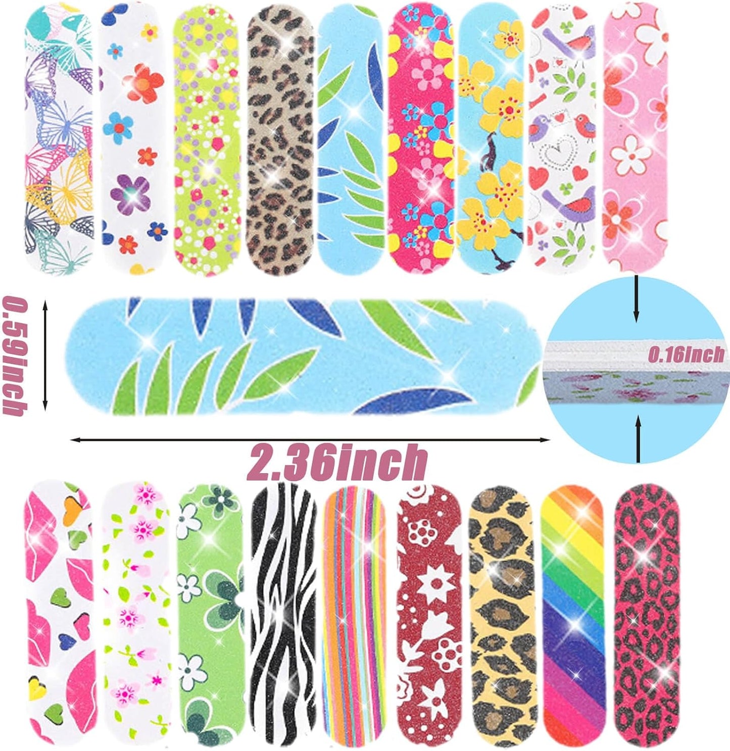 50-Pack Emery Boards 180 Grit, 3.5" Double-Sided Mini Nail Files – Durable Nail File Set for Shaping, Buffing & Smoothing; Cute Party Favors, Salon & Home (50 Count Vibrant Style)