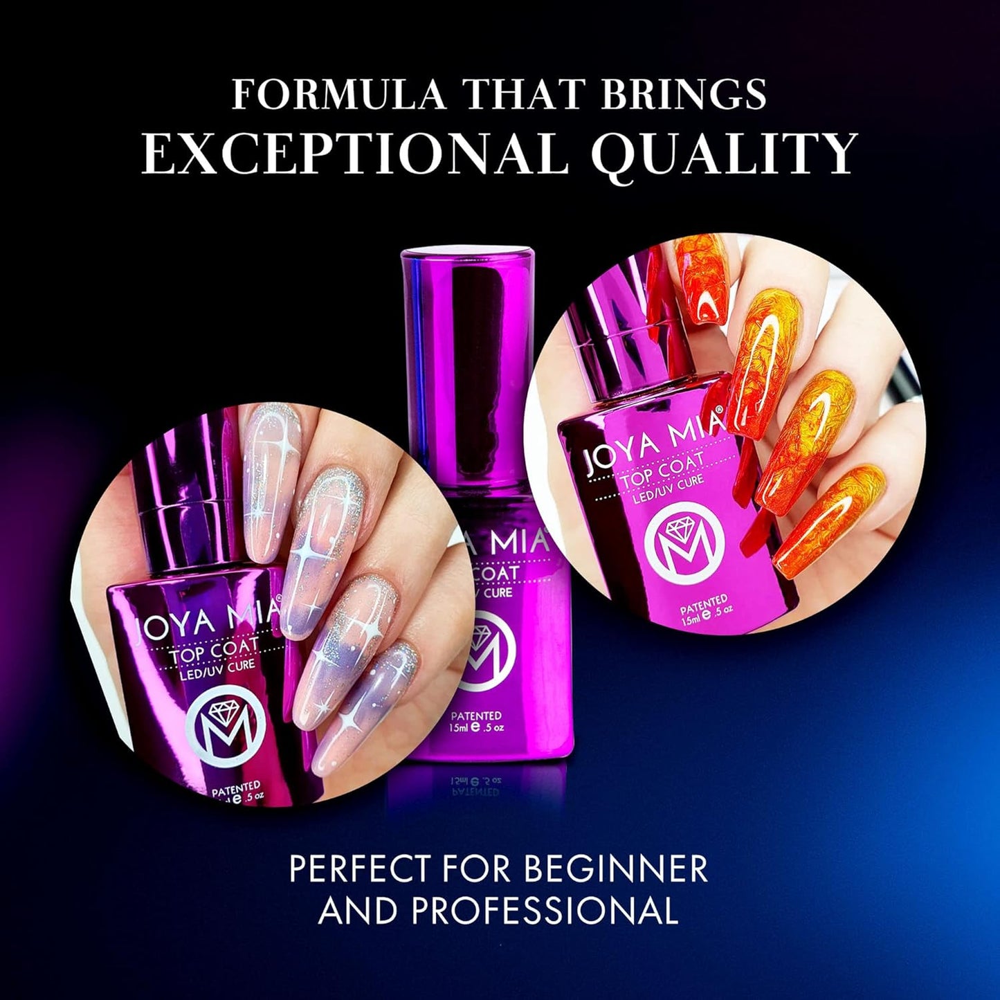 JOYA MIA - No Wipe Gel Top Coat for Acrylic & Gel Nails, Long-Lasting & Soak-Off, 15 mL