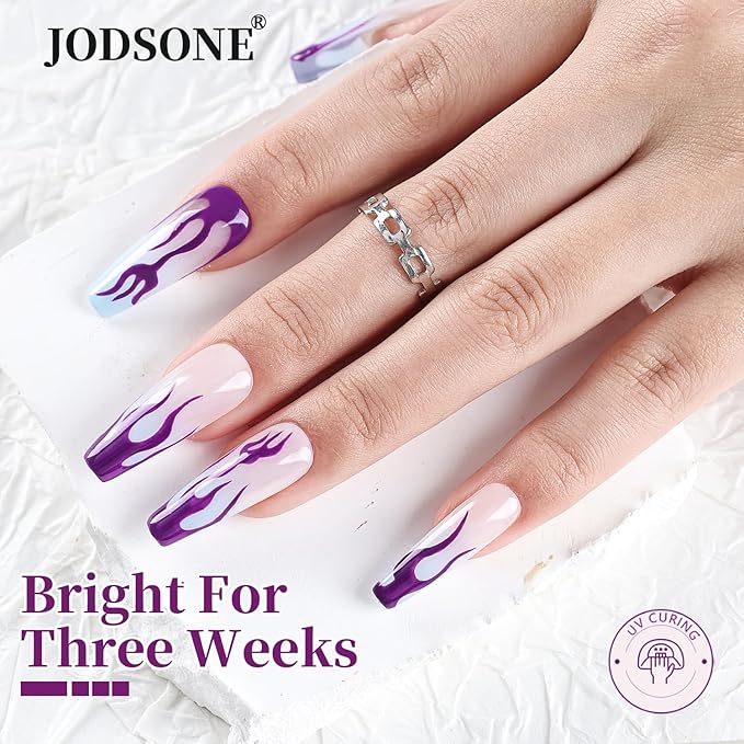 JODSONE 10ml Gel Polish Nail Art Gel Liner Dark Purple Need U V Lamp Cured at Home Salon Design Gift for Girls