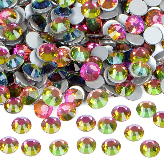1440PCS Art Nail Rhinestones Non Hotfix Glue Fix Round Crystals Glass Flatback for DIY Jewelry Making with one Picking Pen (ss16 1440pcs, Vitrail Medium)