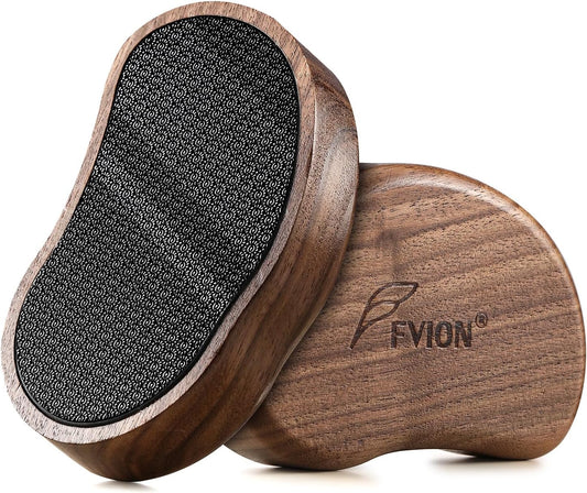 FVION Nano Glass Foot File with Bamboo Handle - Foot Scrubber Dead Skin Pumice Stone for Feet - The Ultimate Gentle Pedicure File Feet Callus Remover (Brown)