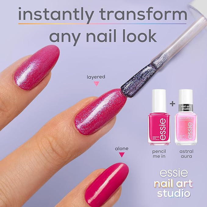 essie Nail Art Studio Special Effects Polish, Shimmer, Vegan, Pink Nail Polish, Astral Aura, 0.46 Fl Oz