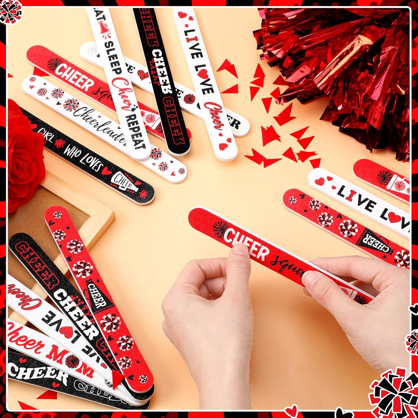 50 Pack Cheerleader Gifts Bulk for Team Funny Cheerleaders Nail Files Party Favors Cheer Gifts Cheerleading Favors for Women Girls Teammates