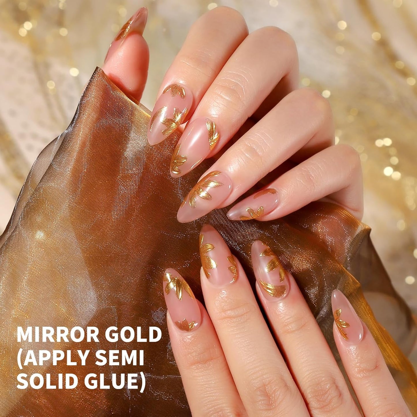 Teenitor Chrome Nail Powder With 3D Gel, Gold and White Pearl Finish - Nail Art Tools and Supplies