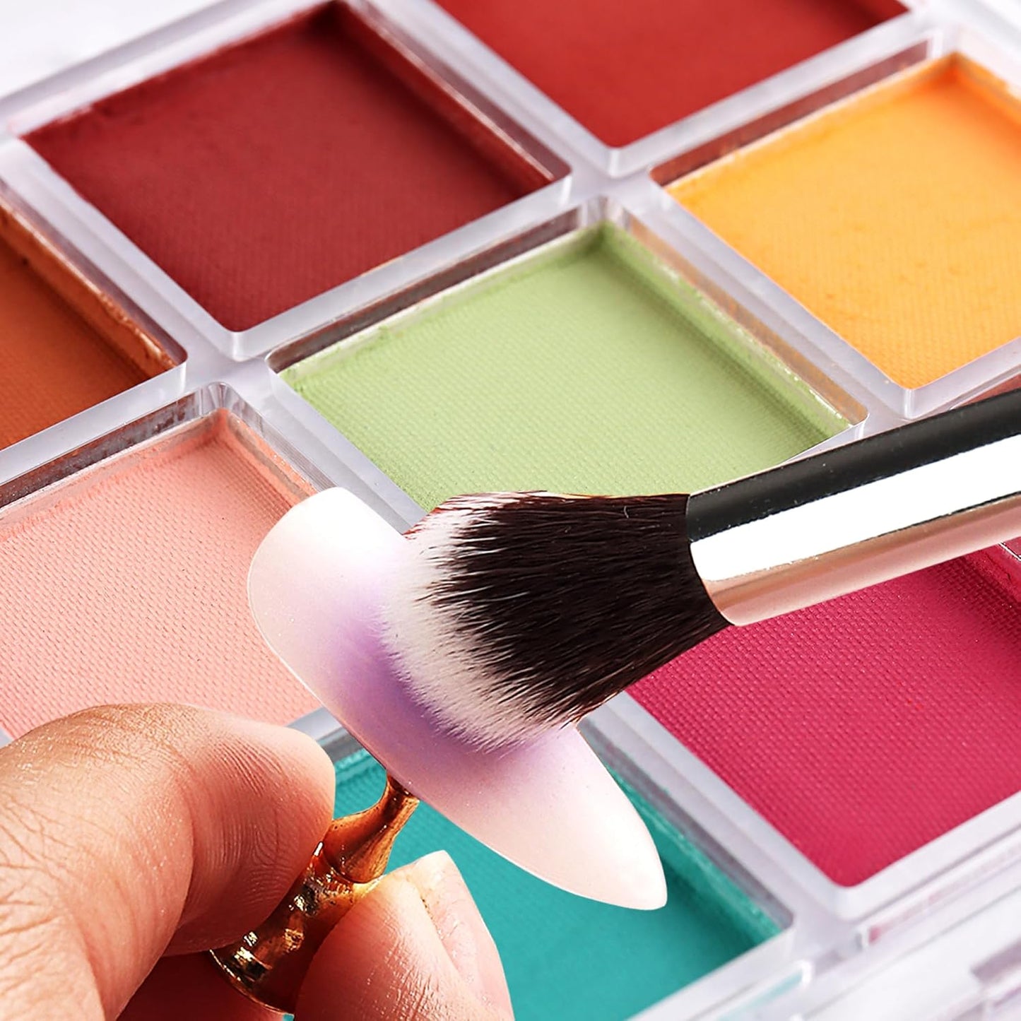 Nail Powder Pigment Palette - 9 Colors Ombre & Gradient Nail Art Design - Includes 5 Sponge Sticks & 1 Brush - DIY Manicure Kit for Beginners