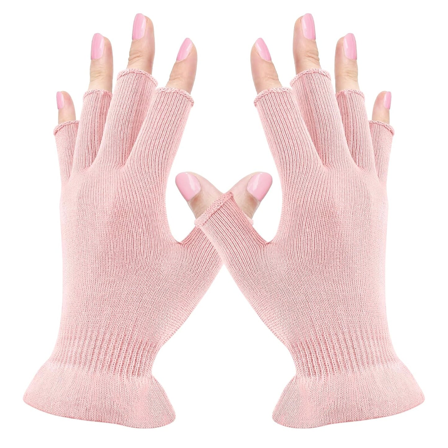 MIG4U Fingerless Moisturizing Gloves, Half Finger Touchscreen Beauty Glove for Eczema, SPA, Dry Hands, Skin Treatment, Summer Sun UV Protection, Pink, 1 Pairs S/M