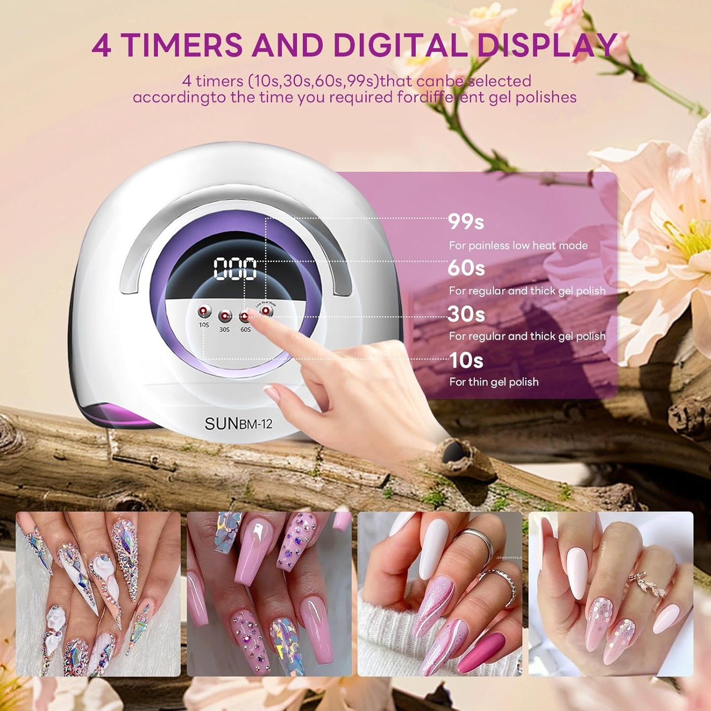 LED UV lamp for nails,200W UV lamp for gel nail polish dryer professional nail lamp, UV light for nails with 42 beads, auto sensor led gel nail lamp
