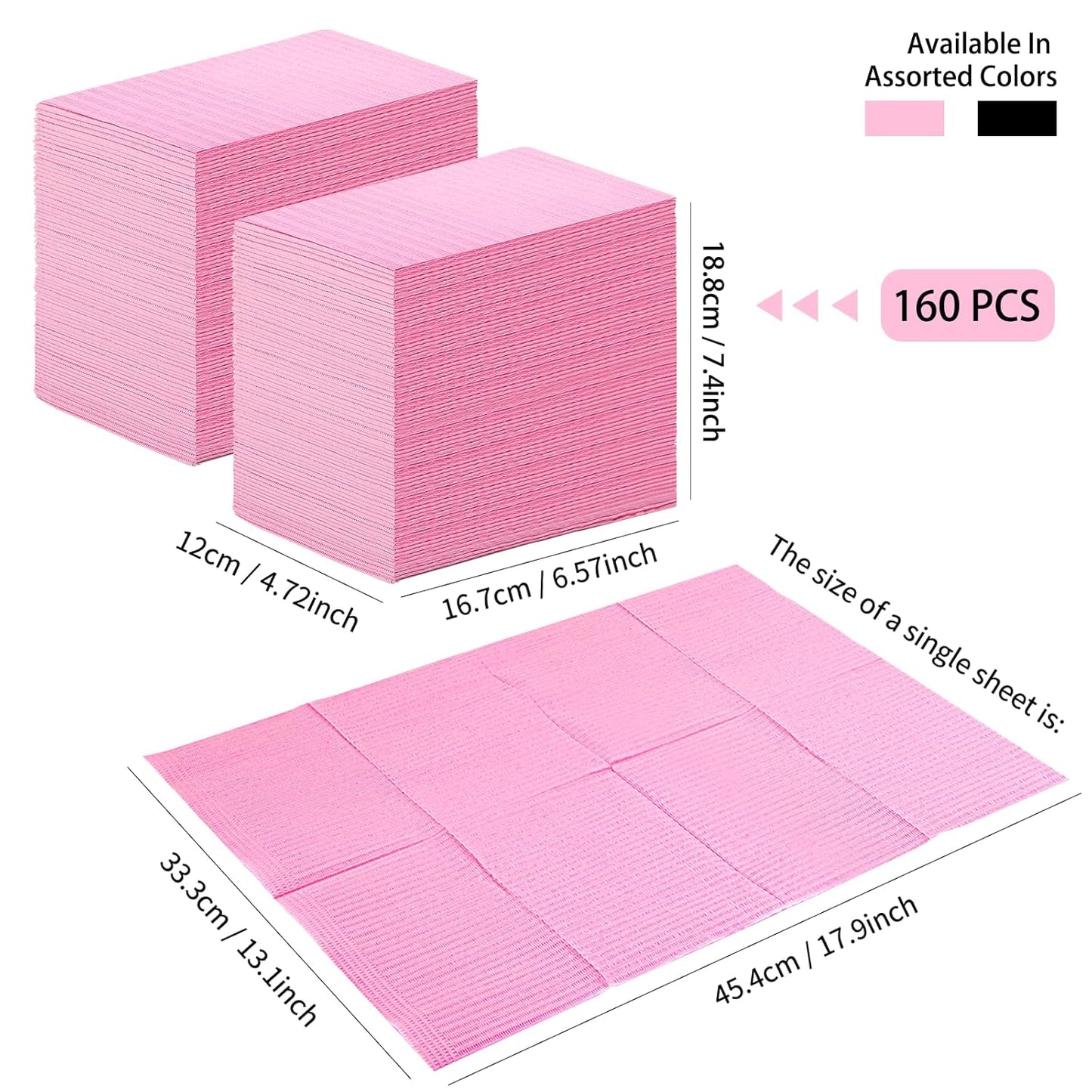 160pcs Disposable Nail Mats Foldable Nail Paper Towels, Table Acrylic Nail Practice Sheet, 3 Ply Waterproof Clean Nail Table Practice Mat for Salon Manicure Tattoo,Nail Art Accessories 13"x18"(Pink)