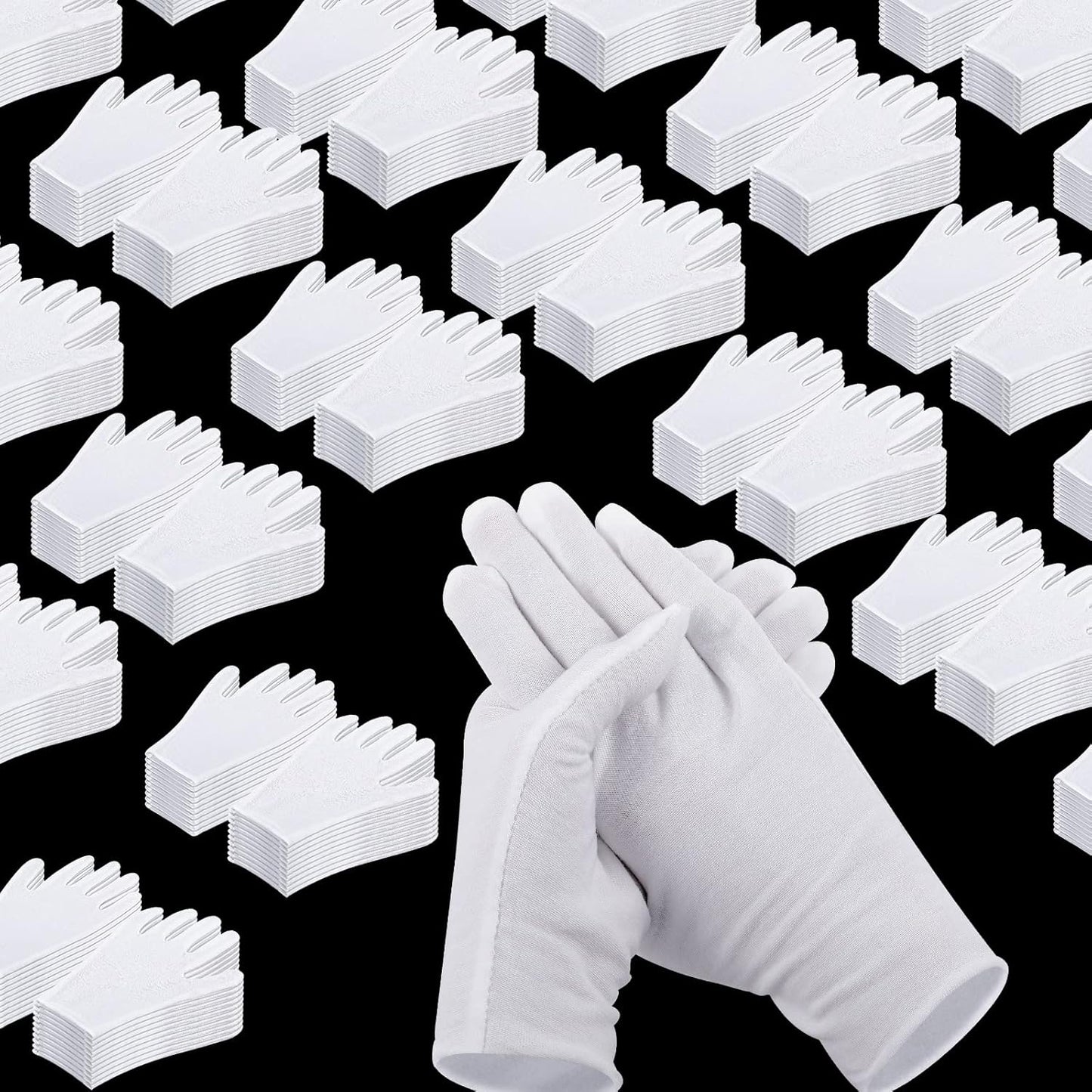 Jecery White Cotton Gloves Bulk Pack Moisturizing Overnight Dry Hand Eczema Thin Inspection Liner for Jewelry Coin Collection