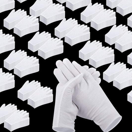 Jecery White Cotton Gloves Bulk Pack Moisturizing Overnight Dry Hand Eczema Thin Inspection Liner for Jewelry Coin Collection