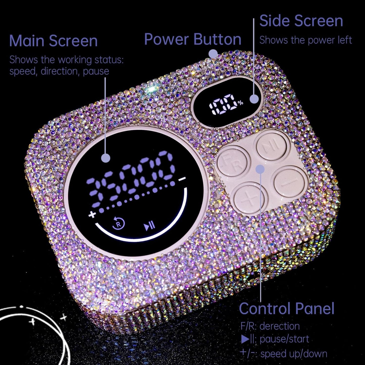 Professional Rechargeable Nail Drill 35000 RPM, Diamond Glitter Electric Nail File for Shaping, Removing & Polishing Gel Nails, Portable & Easy to Use, Ideal for Home & Salon Manicure Pedicure