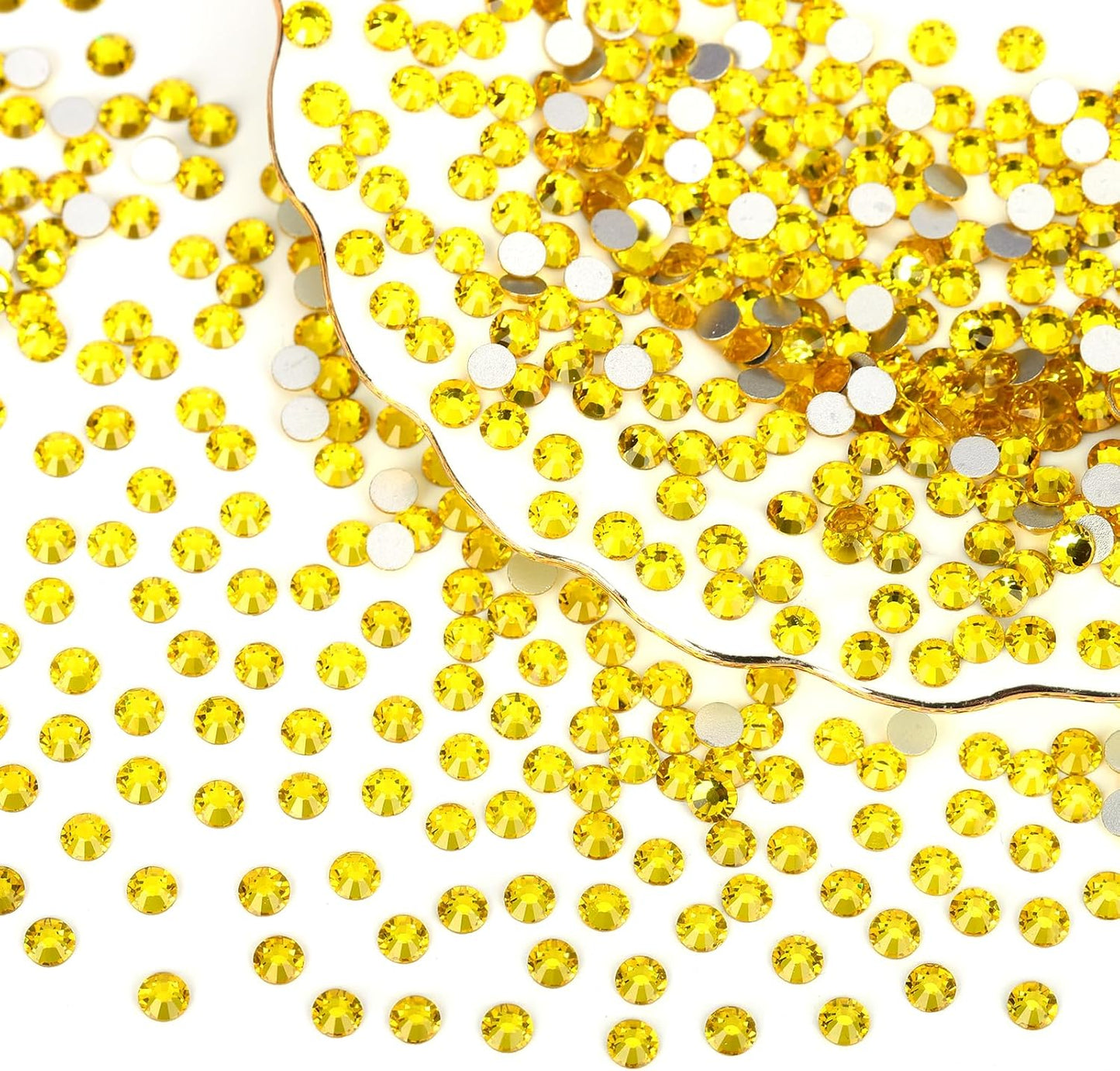 2000PCS Lemon Yellow Rhinestones Bulk, Flat Back Crystal Glass Stone Round Gems,SS30, 6.4-6.6mm