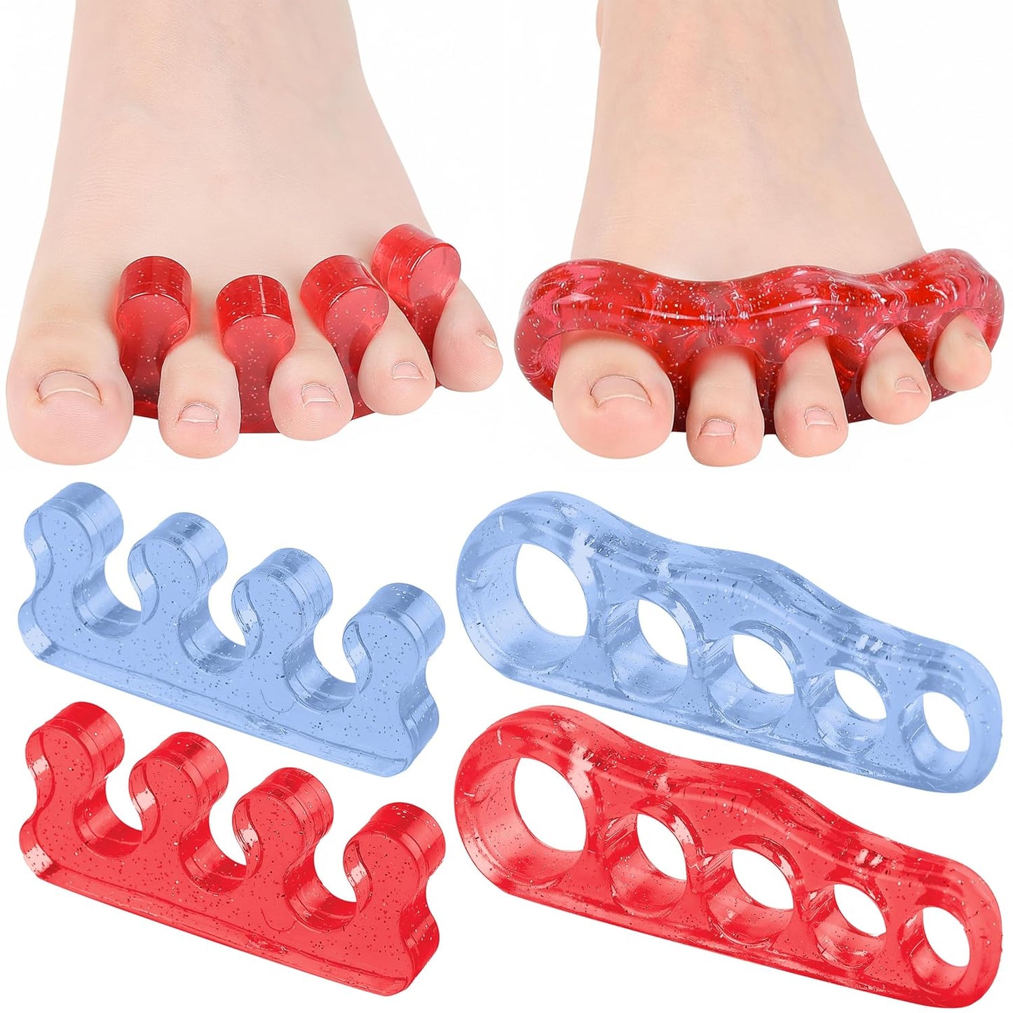 Dr. JK- ToePal Gel Toe Separator, 4 Pairs, Toe Spacers, Bunion Corrector, Pink & Purple, Christmas Gifts