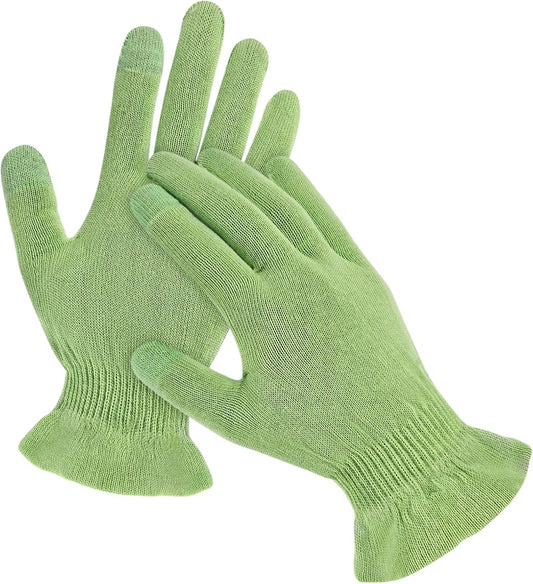 MIG4U Moisturizing Beauty Gloves Touchscreen Overnight Sleeping Glove for Women Dry Hands, Nighttime Lotion, Eczema, SPA, Cosmetic Treatment, Apple Green 1 Pairs Size s/m