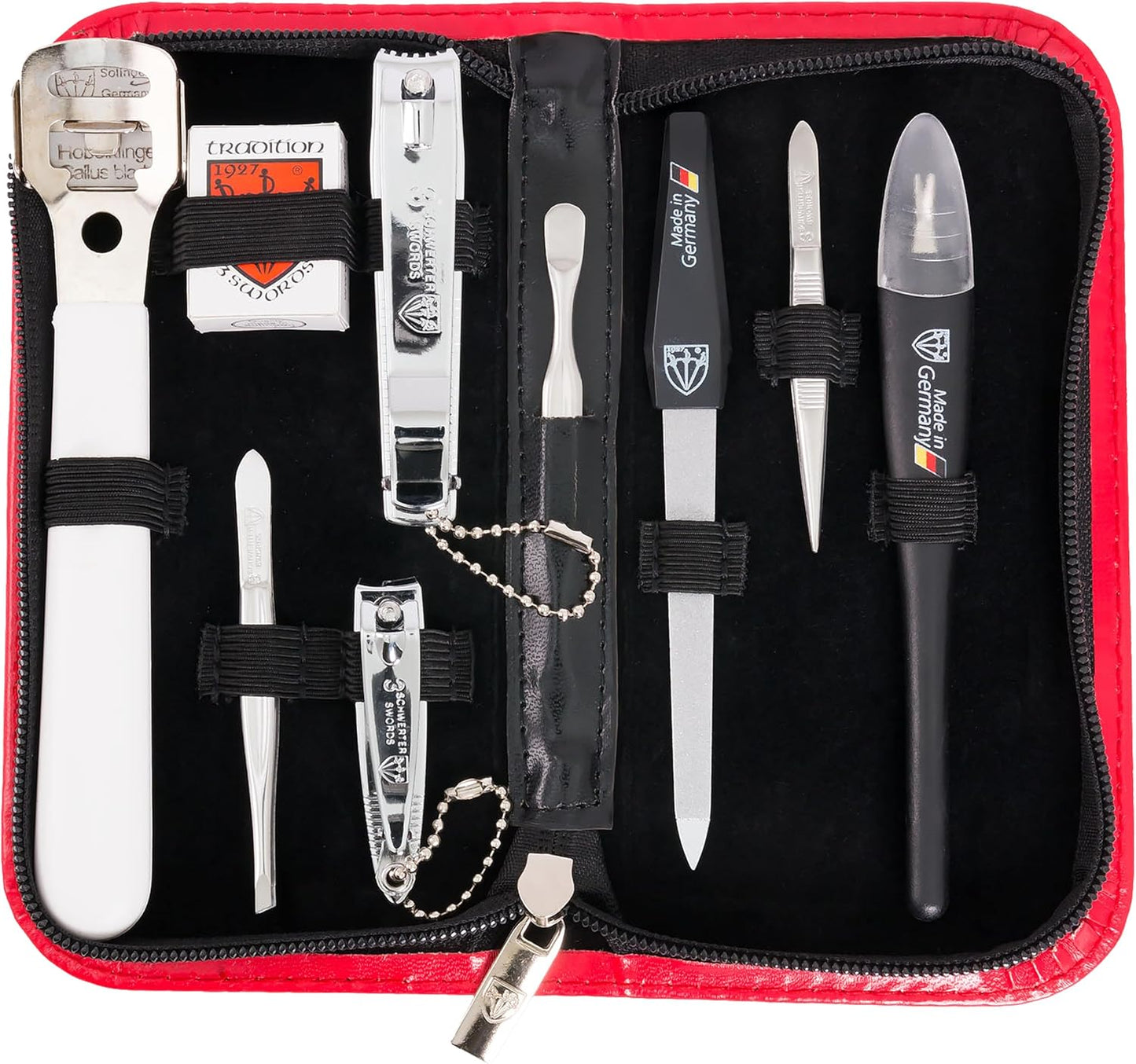 3 Swords Germany - Brand Quality 9-Piece Pedicure kit Set - Callus Remover and Nail Care Tools - Made in Solingen/Germany
