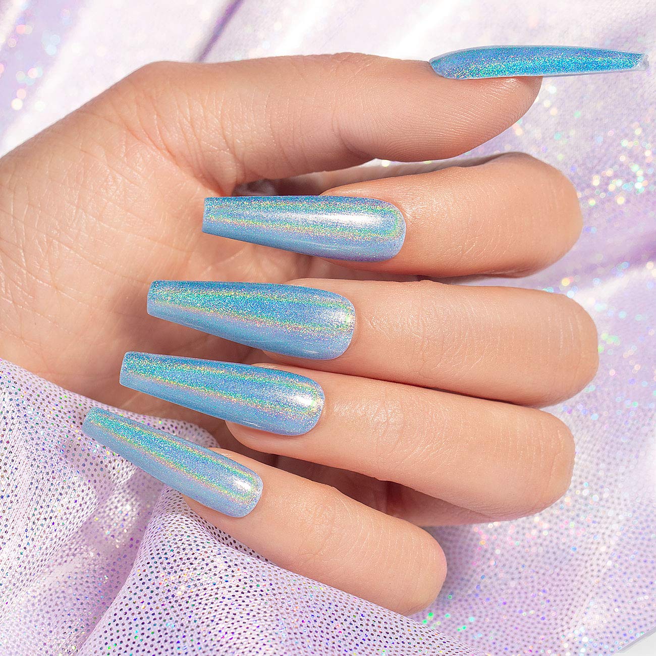 RARJSM Holographic Nail Polish Blue Glitter Gel Nail Polish Curing Required with Unicorn Glossy Effect for Salon and Home DIY Nail Art Design RAR78