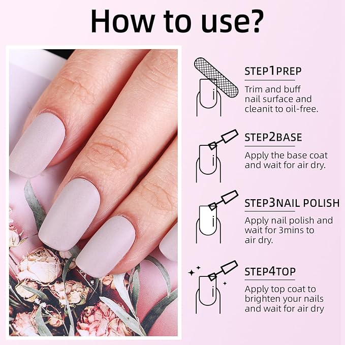 Matte Nail Polish Air Dry Nail Lacquer for Nail Art Varnish, Mist Effect Matte Finish Velvet Nail Polish, 0.35 fl oz (Light Gray-07, 10 ML)