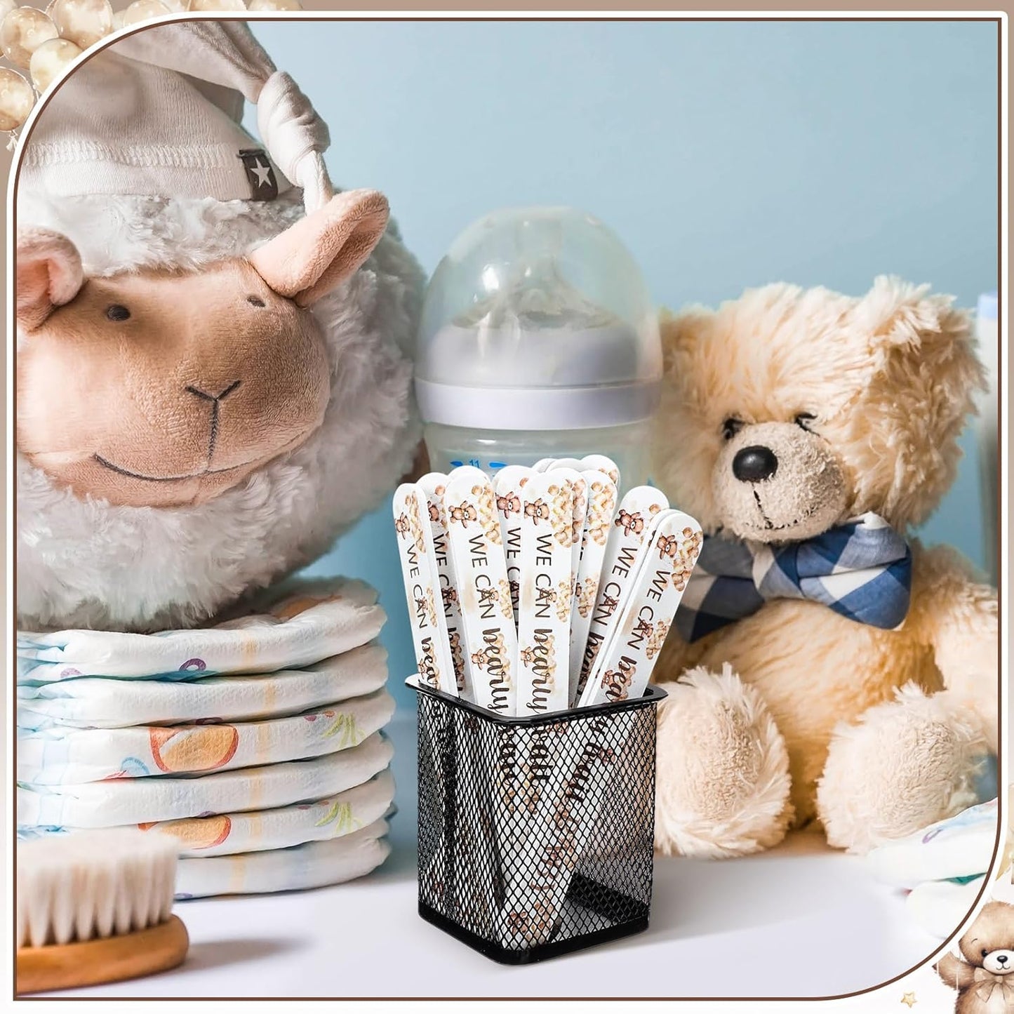 50 Pcs We Can Bearly Wait Baby Shower Party Favors Decorations Baby Shower Games Winners Prizes Gifts Bulk Bear Emery Board Nail Files for Adults Guests Gender Reveal Favors Gift Bags Stuffers