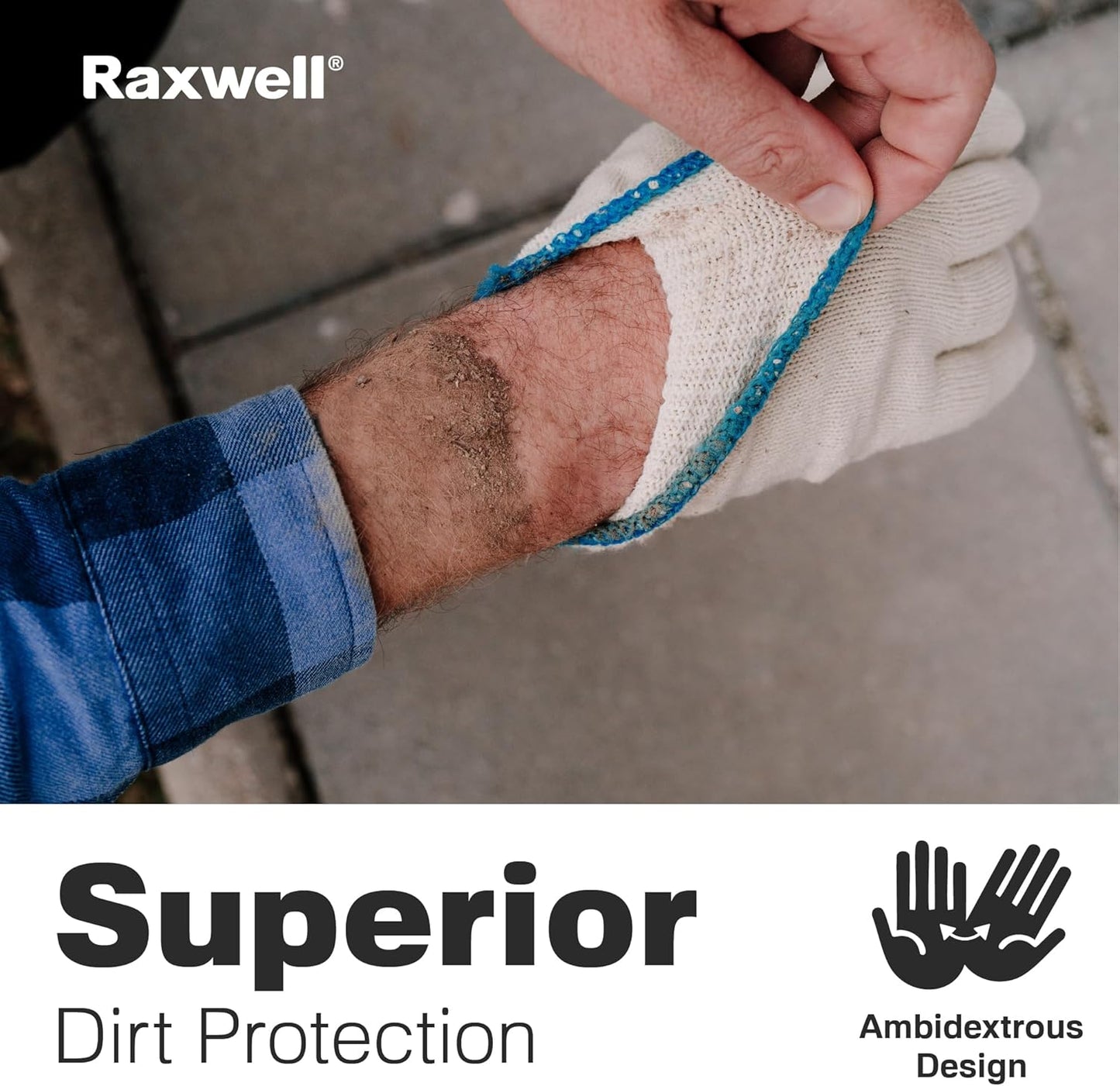 Raxwell White Cotton Gloves, 300 Pairs Bulk Case – Durable Knit Work Liners for BBQ, Painting, Gardening, Industrial, Mechanical Use, X-Large Size, Breathable, Comfortable
