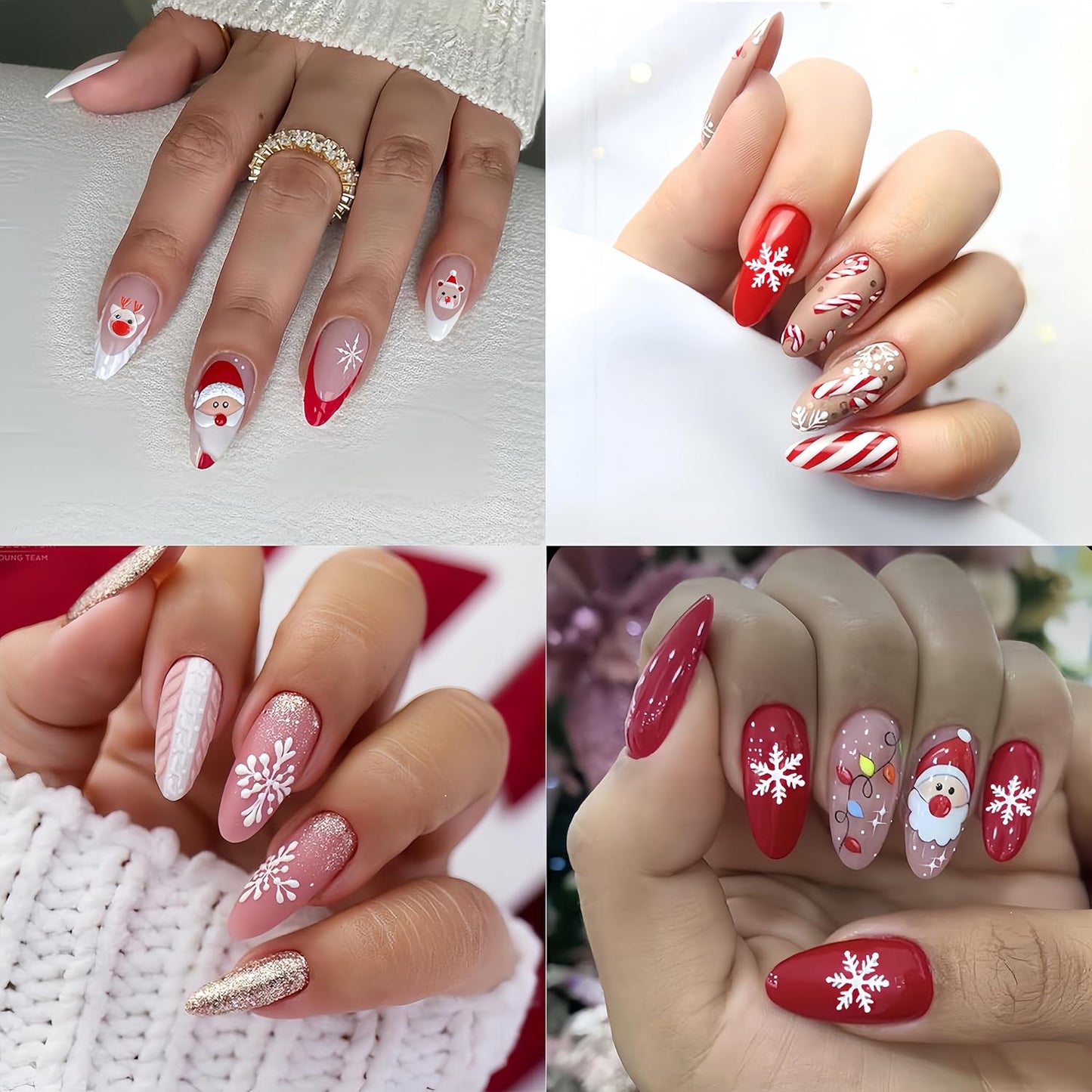 Christmas Nail Art Stickers 5D Exquisite Embossed Nail Decals Christmas Tree Santa Claus Snowflake Xmas Nail Design Winter Nail Supplies Christmas Holiday Nail Decorations for Women Girls 1 Sheets