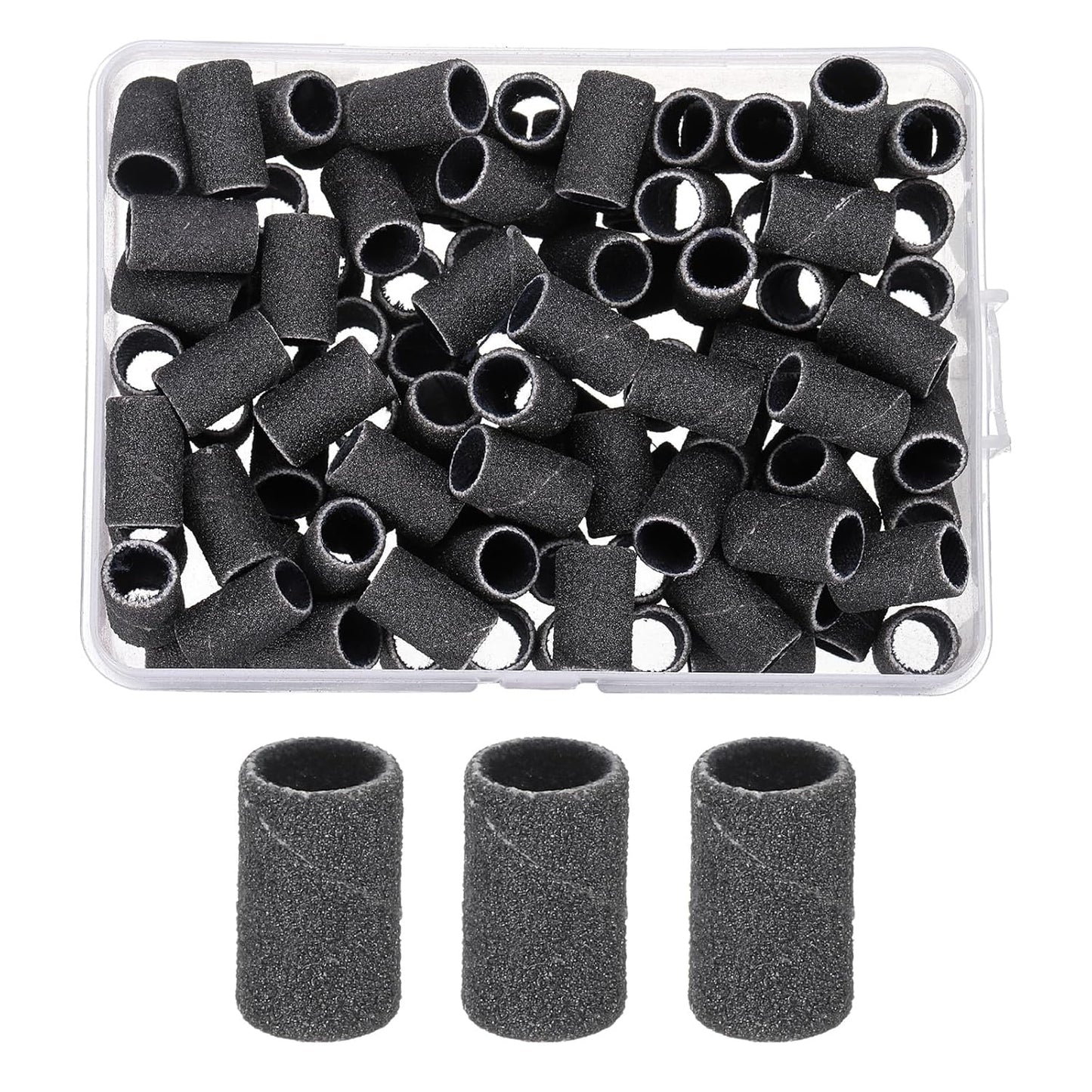 HARFINGTON 100pcs Small Sanding Bands 240 Grit for Nail Drill Bits Mini Sanding Band for Nails Gel Manicures Black