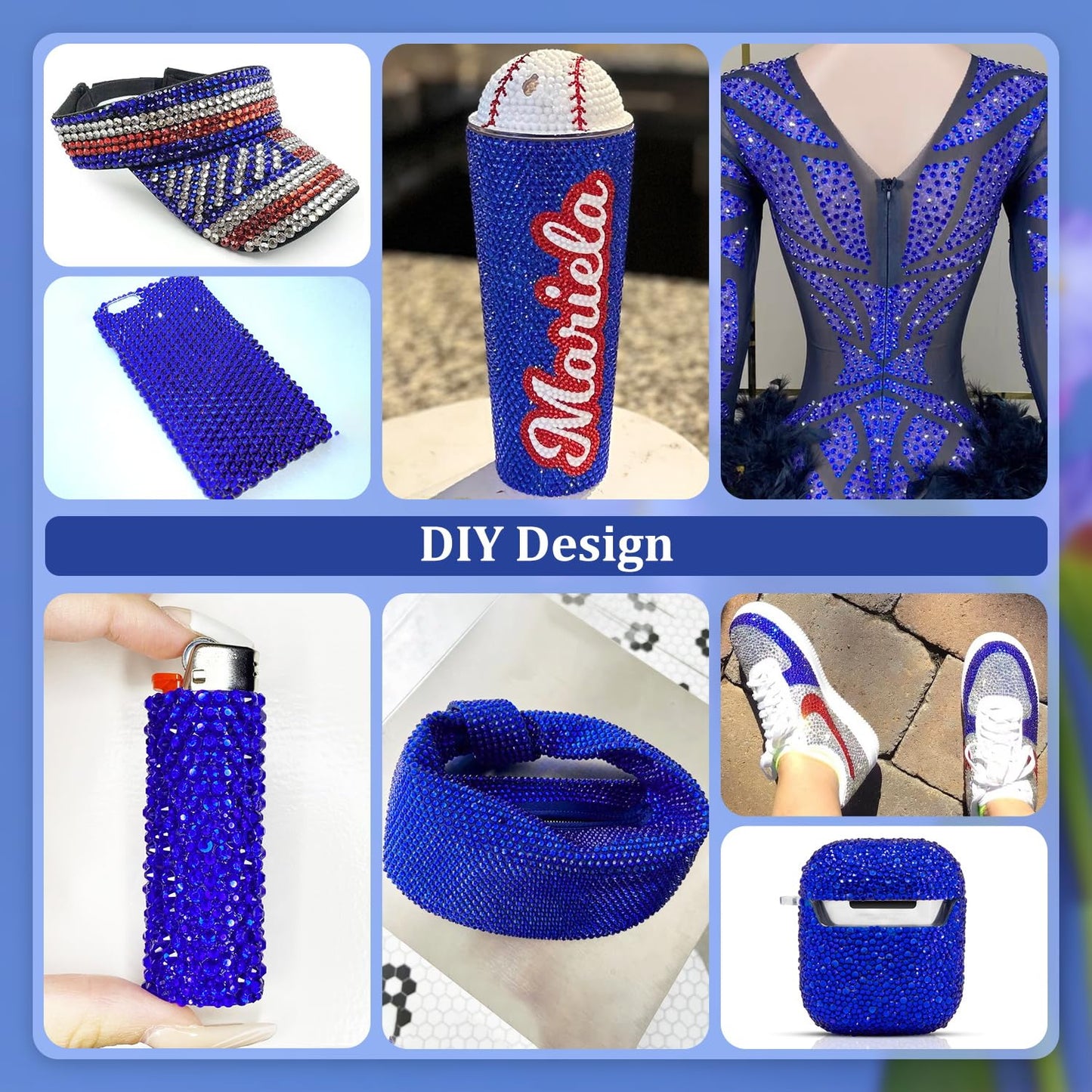 Resin Rhinestones for Crafting, 1 Box Royal Blue Flatback Crystals for Bedazzling Crafts DIY Nail Art Deco, Non Hotfix Bulk Gems for Tumbler Shoes Clothing Fabric Face Makeup