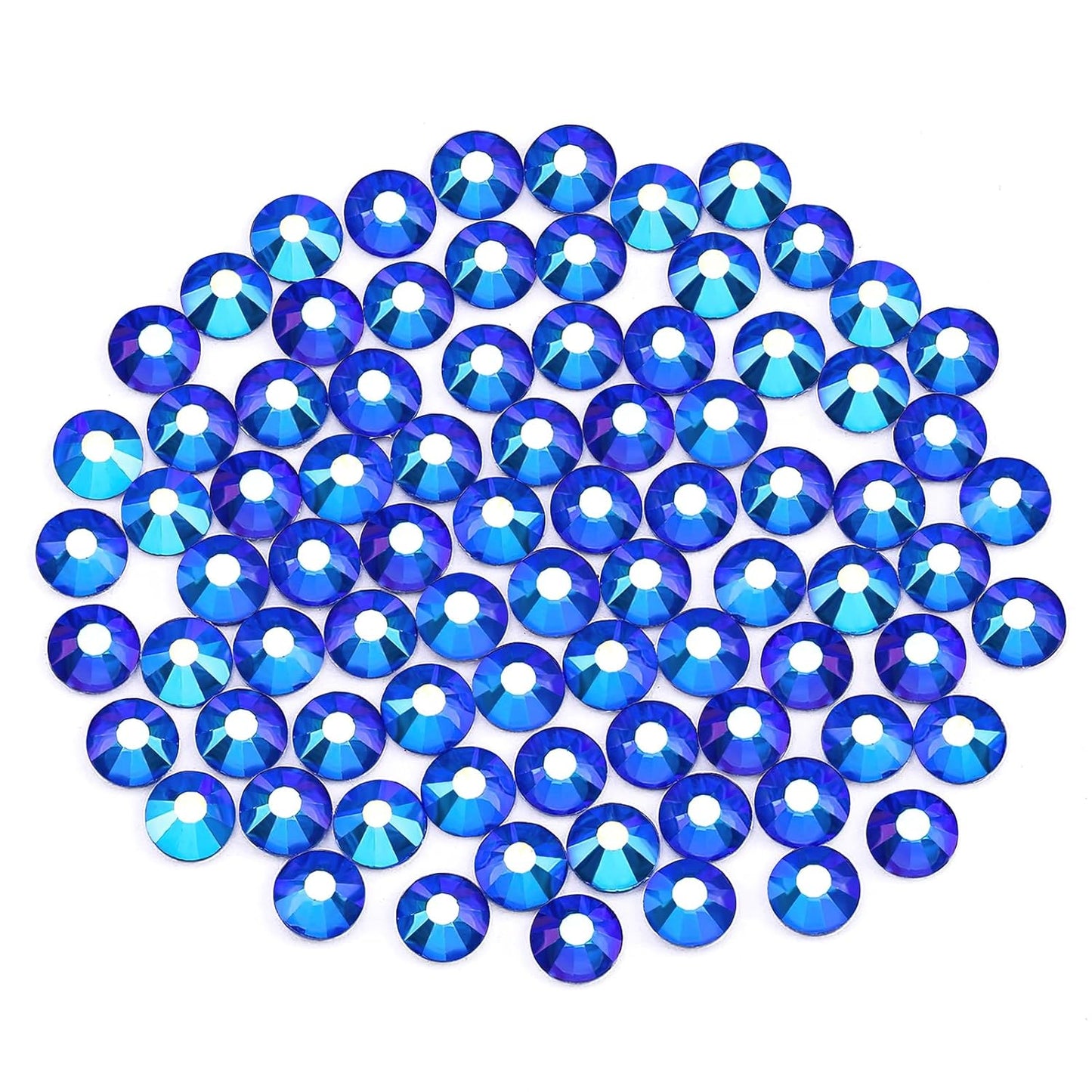 Novani Rhinestones 3000Pcs Flatback Crystal Round Loose Gemstones Glass Rhinestones for Crafts Makeup Nail Art Clothes Shoes DIY Decorations(SS8, 2.3-2.5mm,Sapphire AB)