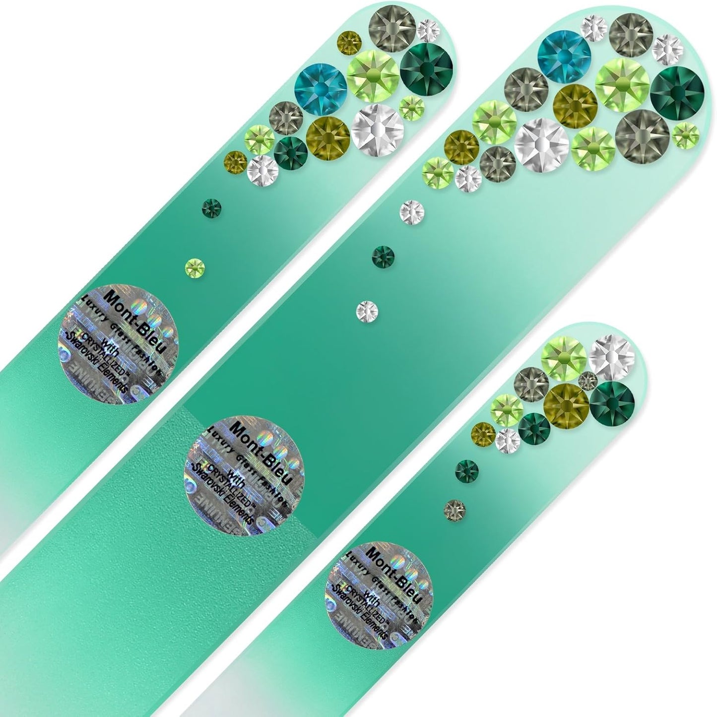 Mont Bleu Set of 3 Hand Decorated Crystal Nail Files - Czech Tempered Glass - Handmade Gifts