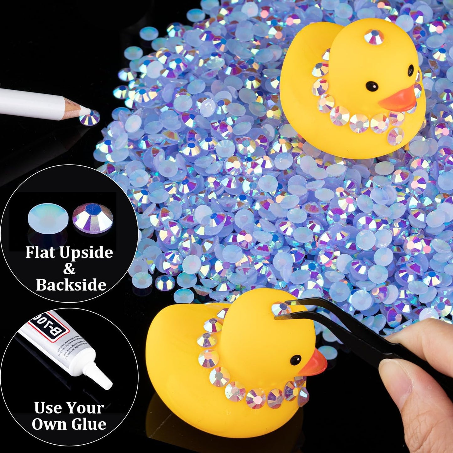 6000pcs 4mm Resin Rhinestones Bulk, Sky Blue AB Flatback Round Jelly Rhinestones Bedazzling Non Hotfix Crystal Gems Large Quantity Wholesale for DIY Crafts Clothes Tumblers Face Makeup Manicure