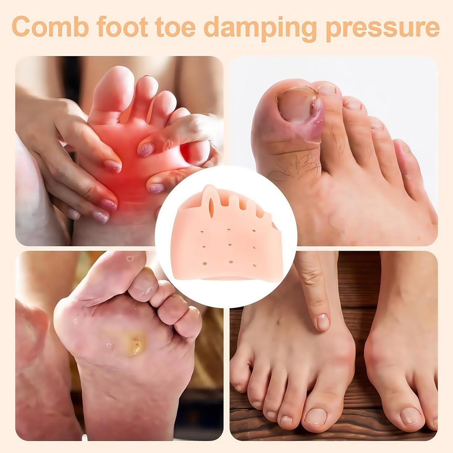 4 Pairs Silicone Toe Separator,2025 New Toe Separators for Women& Men,Gel Toe Spacers for Overlapping Toes, Breathable Foot Corrector, Bunion Relief and Alignment (Transparent)