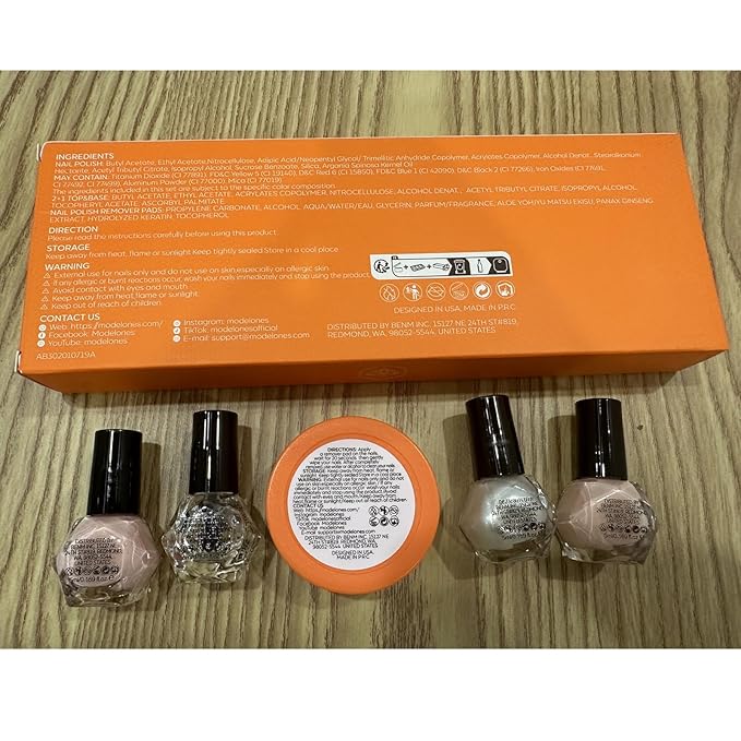 Modelones Nail Polish Set with 42 Pcs Remover Pad and Base and Top Coat, 3 Colors Nude Nail Polish Kit Glitter Finger Bulk Manicure Diy Nail Art Salon Home