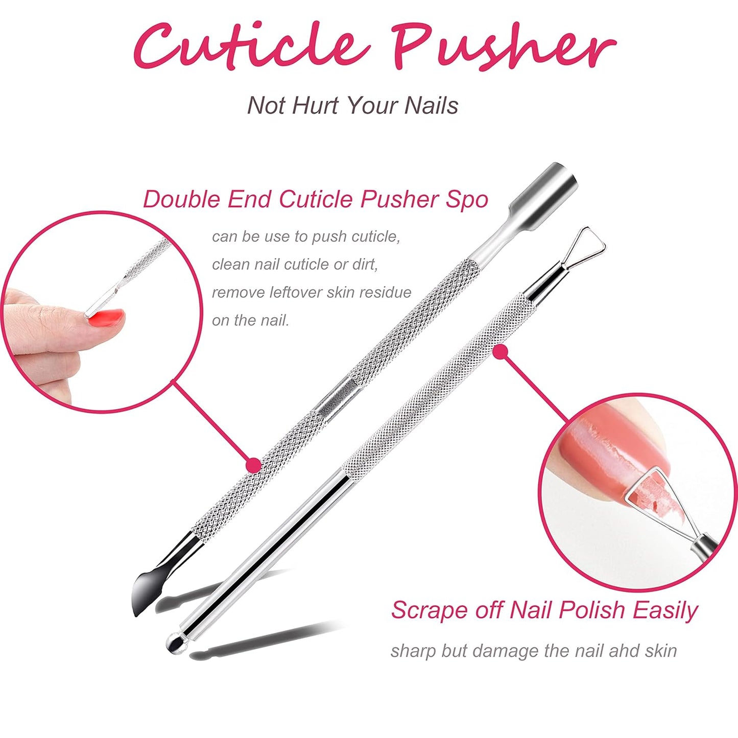 Gel Polish Remover Tools Kit - 10 Clips, 400 Lint-Free Wipes, Files 100/180, Buffer Block 400/4000, Brush, Cuticle Pusher & Peeler (Clear)