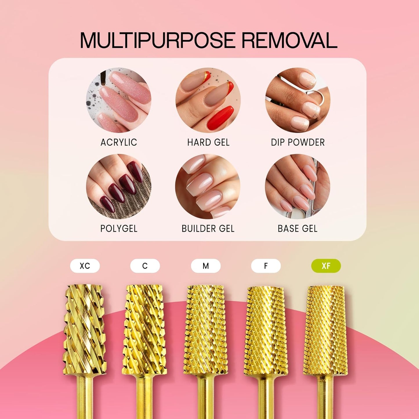 Premium Pana 3/32" Tapered Barrel Carbide Nail Bit -For Electric Dremel Drill Machine, Nail Art Design, Manicure, Pedicure, Nail File, Cuticle Clean etc. (Extra Fine Grit- Gold)