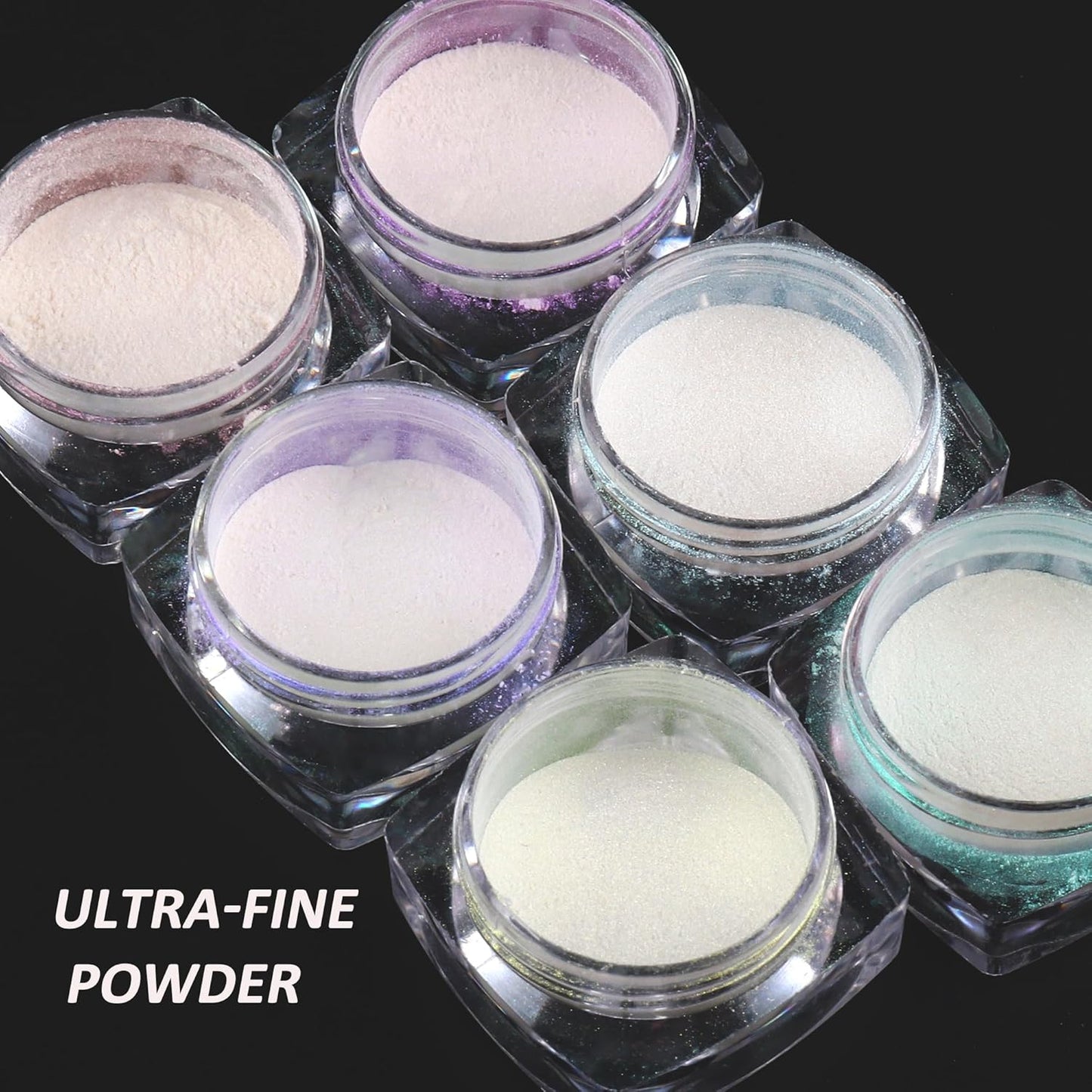 White Pearl Chrome Nails Powder 6 Colors Moonlight Chrome Nail Powders Kit Glitter Dust Pearlescent Mirror Effect Nail Art Pigment Mermaid Pearl White Pink Yellow DIY Manicure Pigments