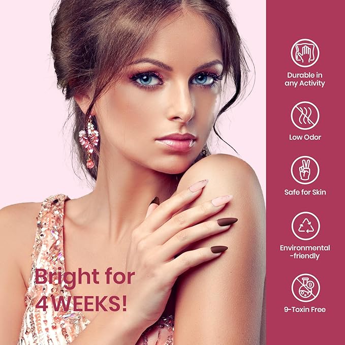 Beetles Winter Gel Nail Polish Set Plum Burgundy Red Brown Glitter 6Pcs Gel Polish Kit Soak Off UV LED Nail Lamp Art Manicure Salon DIY Home Gifts for Women Silent Flower