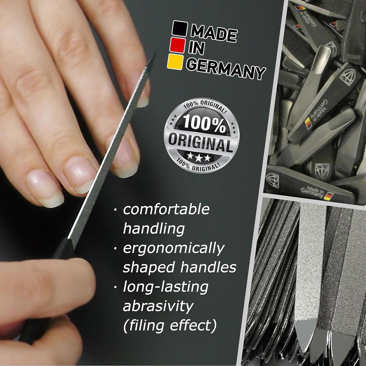 3 Swords Germany - Sapphire Metal Nail File Set 2 Pieces with 1 Piece 3-Way Nail Buffer – Nail Care Made in SOLINGEN/Germany
