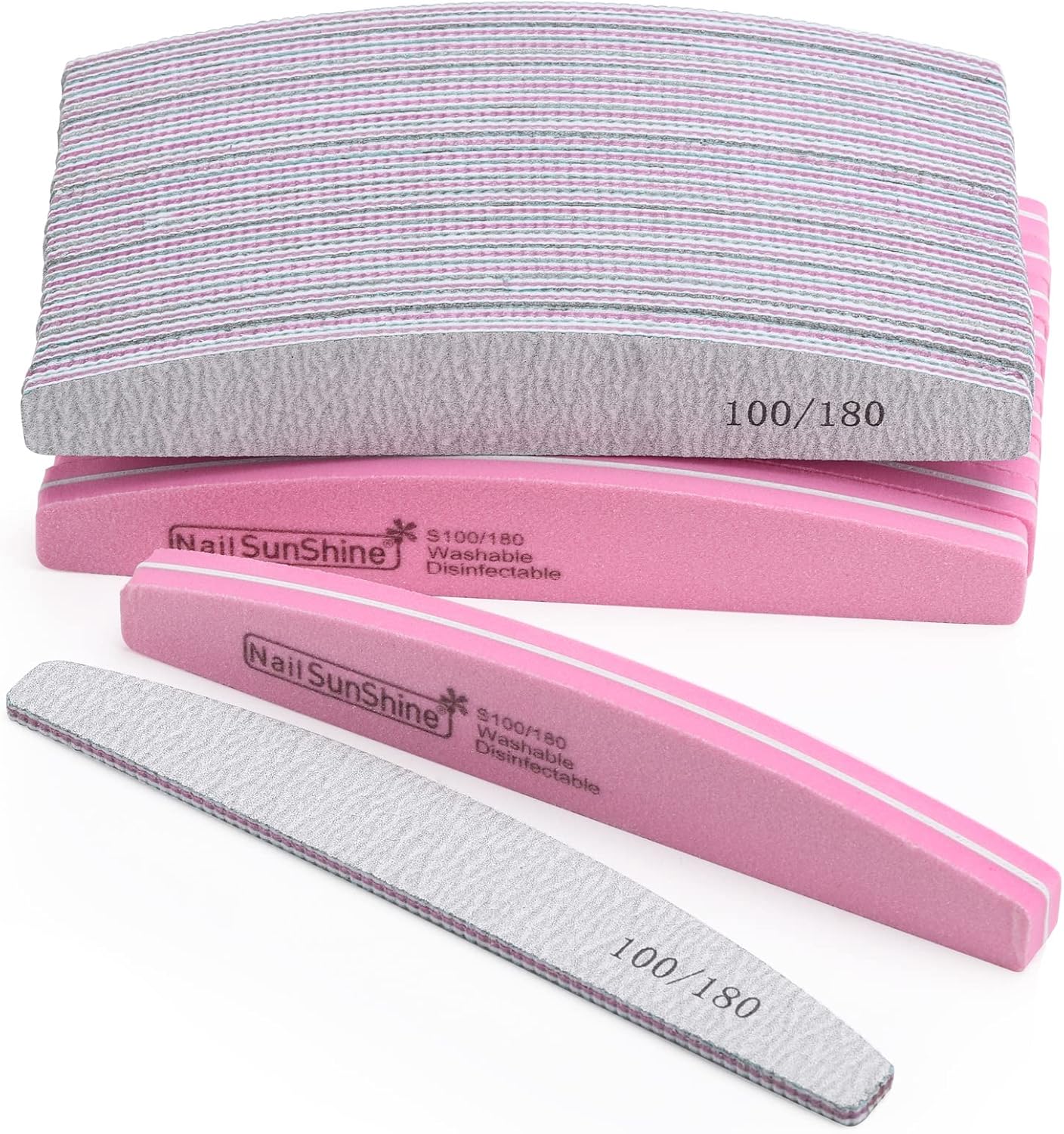 35 Count 100/180 Grit Nail Files and Buffers Kit, Reusable Sanding Buffing Blocks Sponge File Double Sides Emery Boards
