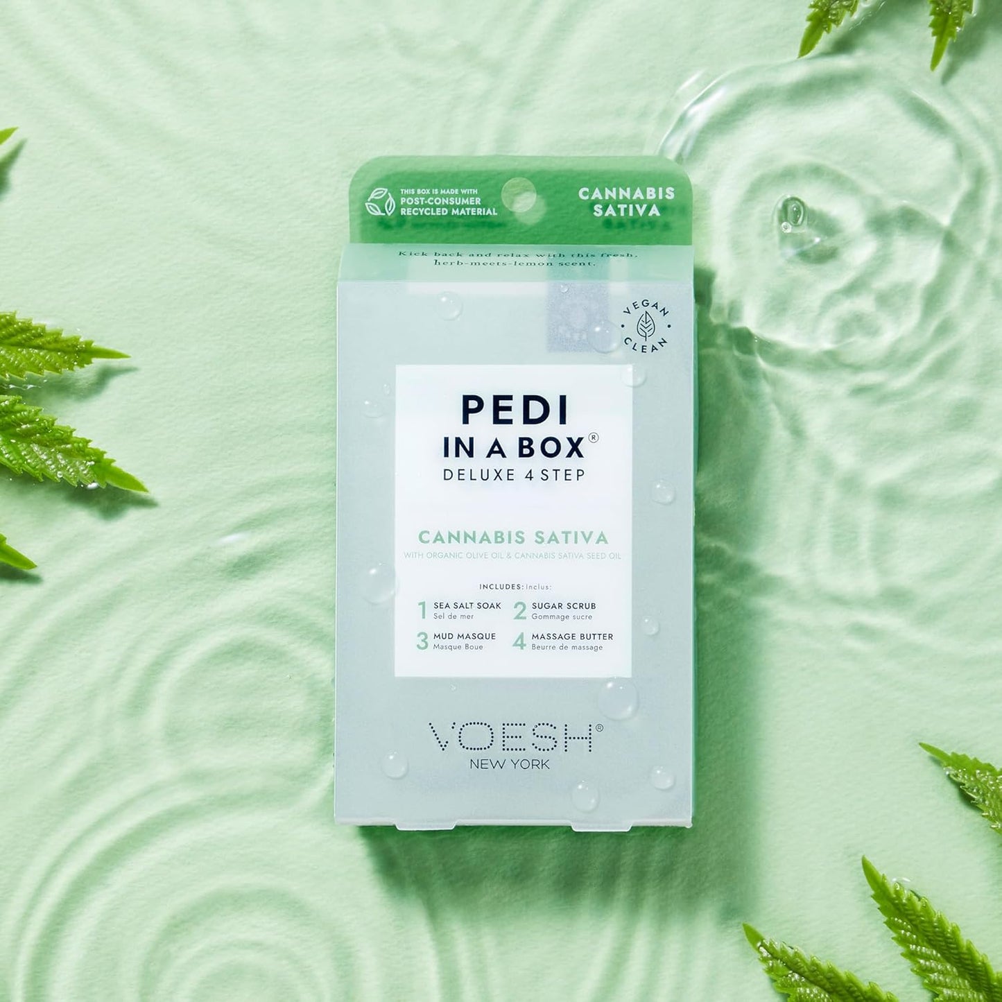 VOESH Pedi in a Box 4 Step Herb Trio - 3 Pack of Lavender Relieve, Eucalyptus Energy Boost & Herb Seed Oil Pedis, Spa Pedicure Kit, At-Home Pedicure