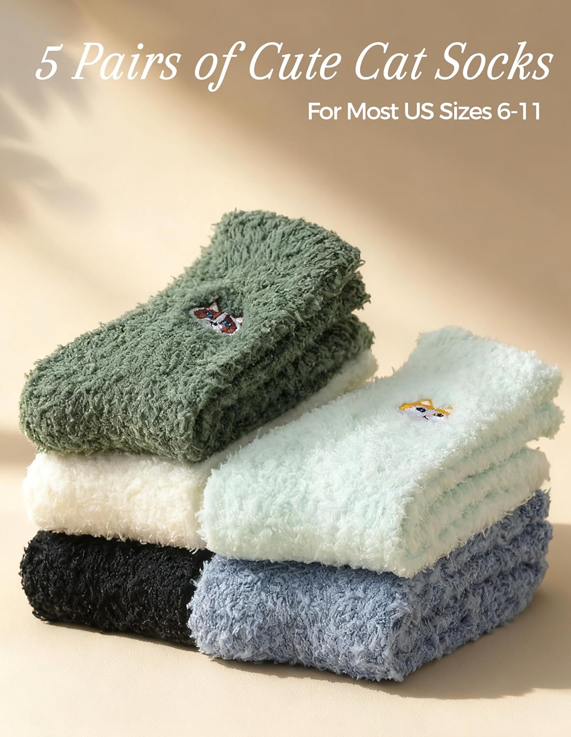 TEHOOK Warm & Cozy Gifts for Women, Stocking Stuufers, Fluffy Fuzzy Plush Sleeping Slipper Socks - Soft Warm Fabric
