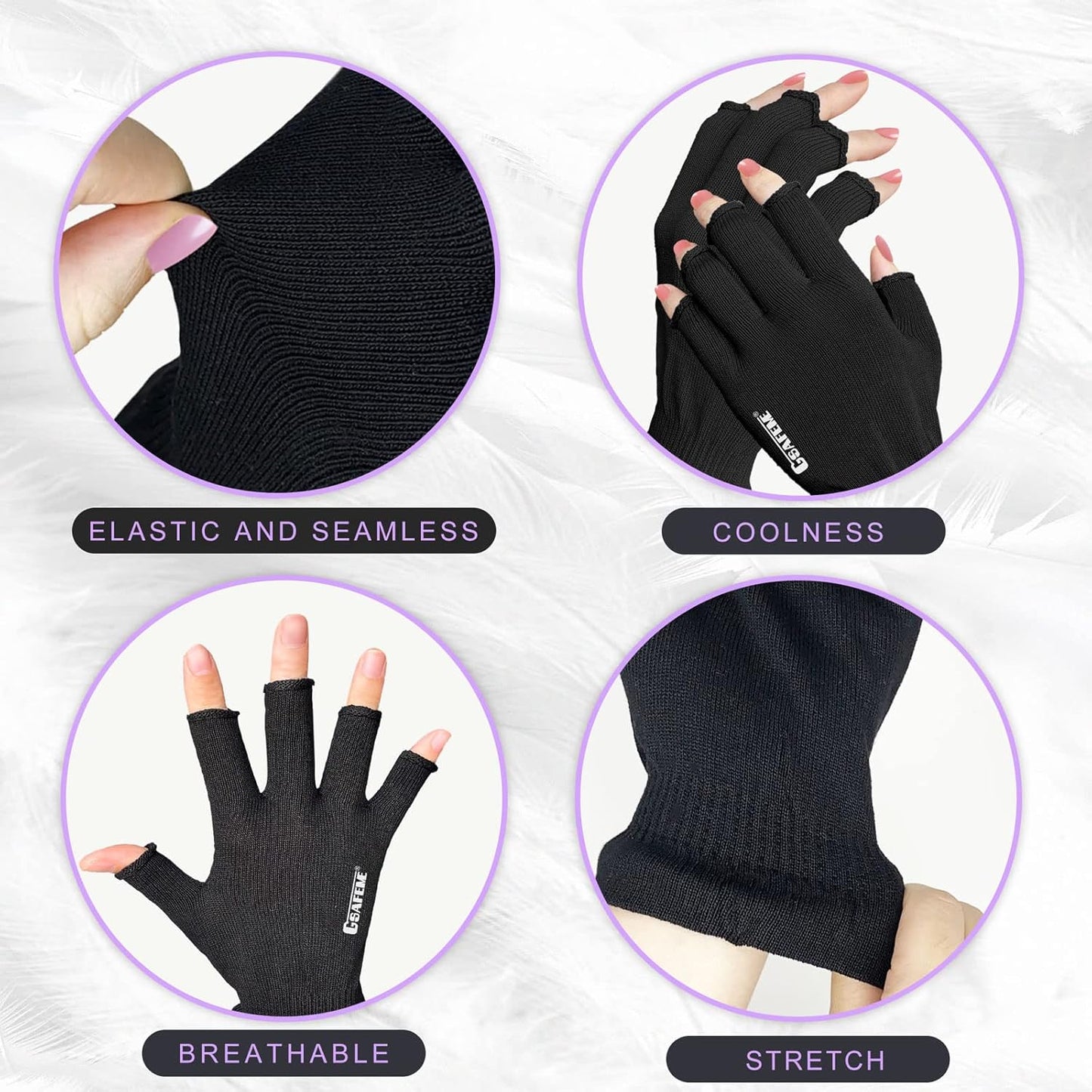 GSAFEME Cotton Gloves Eczema - Fingerless Touchscreen Moisturizing Gloves for Dry Hand Sleeping - Cotton Gloves for Men and Women, Black L/XL 3 Pairs