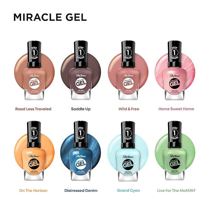 Sally Hansen Miracle Gel Salon Quality Nail Polish | Gel-Like Formula, Two-Step System, No UV Light Needed, Long Lasting | Sheer, Shimmery | 241 Home Sweet Home | Pink Nail Color