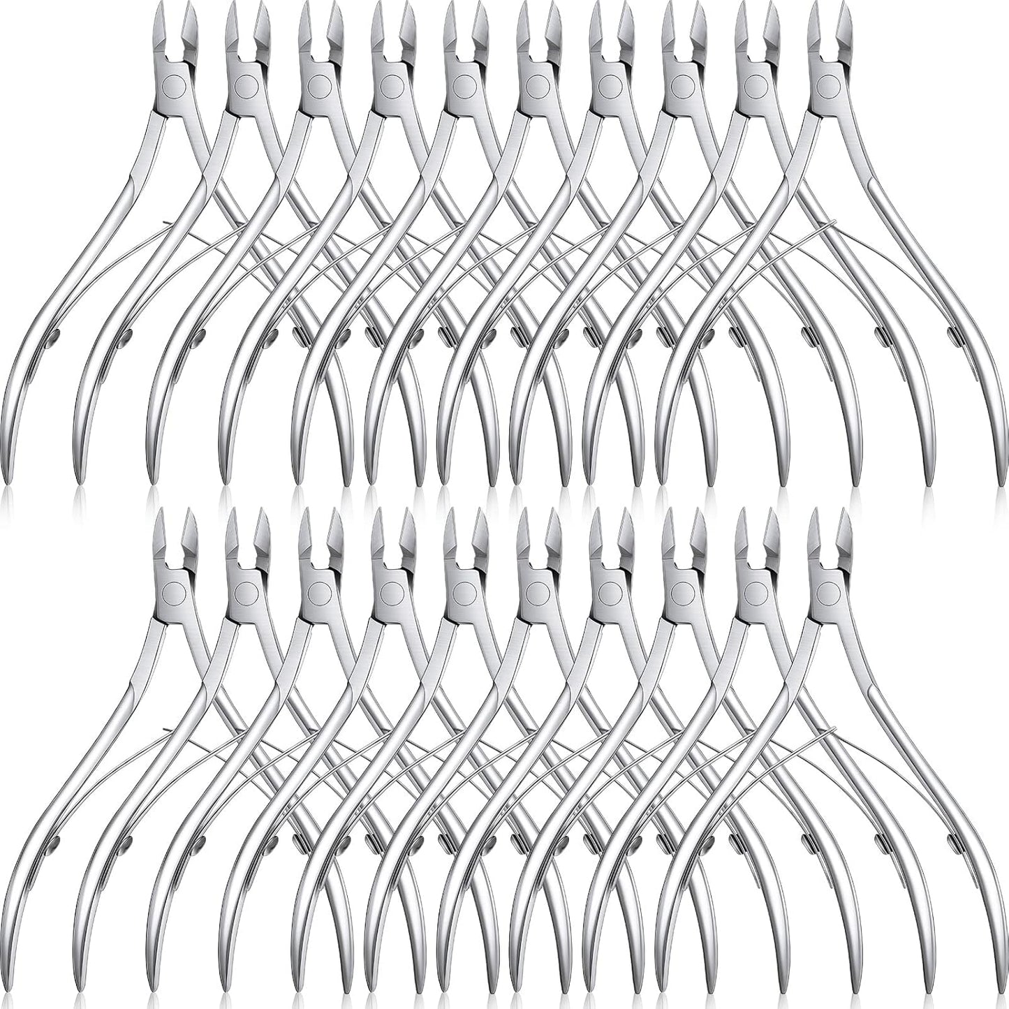 Chumia 20 Pcs Cuticle Trimmer Stainless Steel Cuticle Nippers, Nail Edge Cutter Clippers Dead Skin Trimmer Pointed Pedicure Manicure Nipper Remover Care Tools Bulk for Fingernails Toenails(Silver)