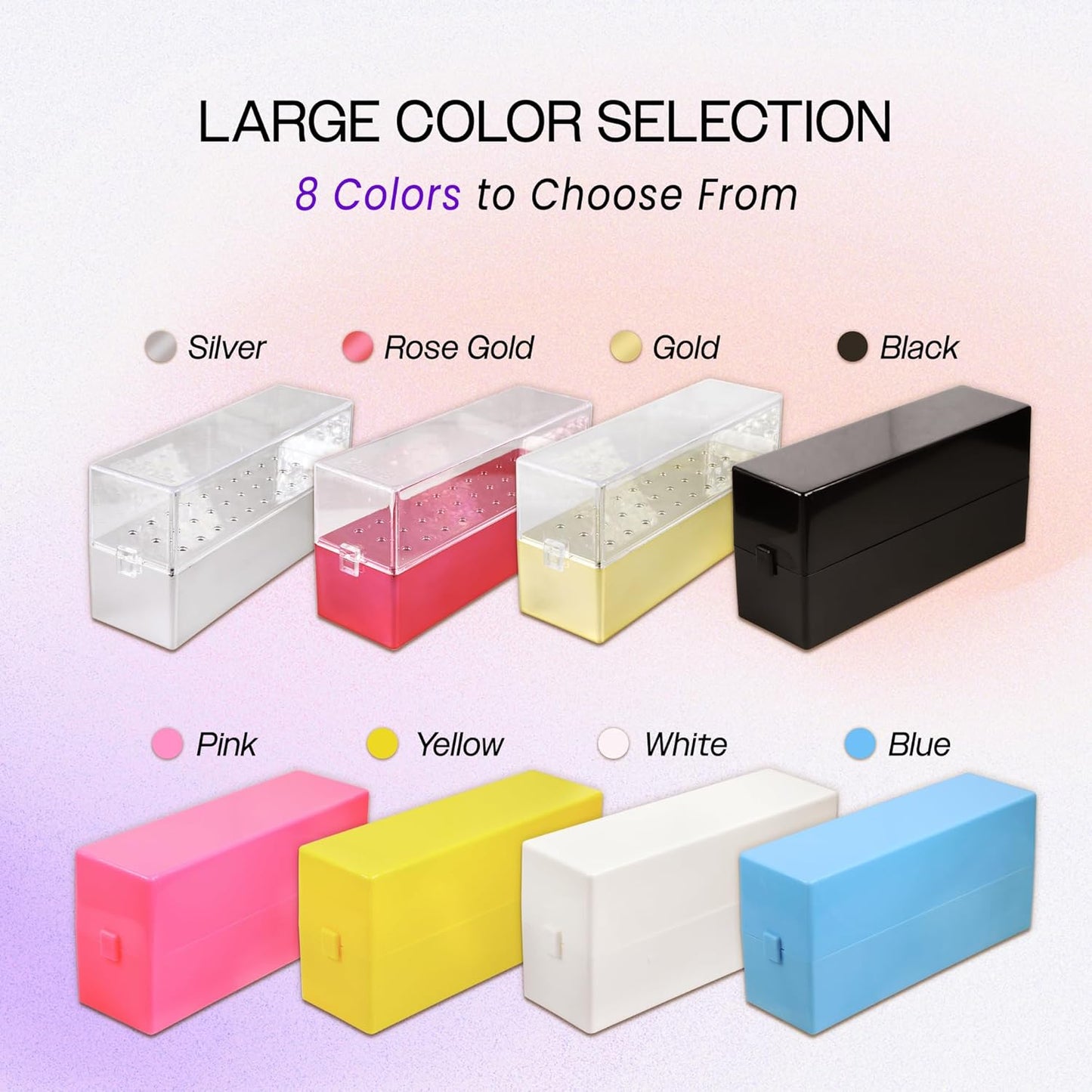 PANA Rectangle Nail Drill Bit Holder Display Organizer Case - Dustproof Carbide Bit Storage Container Box For Manicure Tools Nail Salon - 30 Holes Yellow (Drill Bits Not Included)