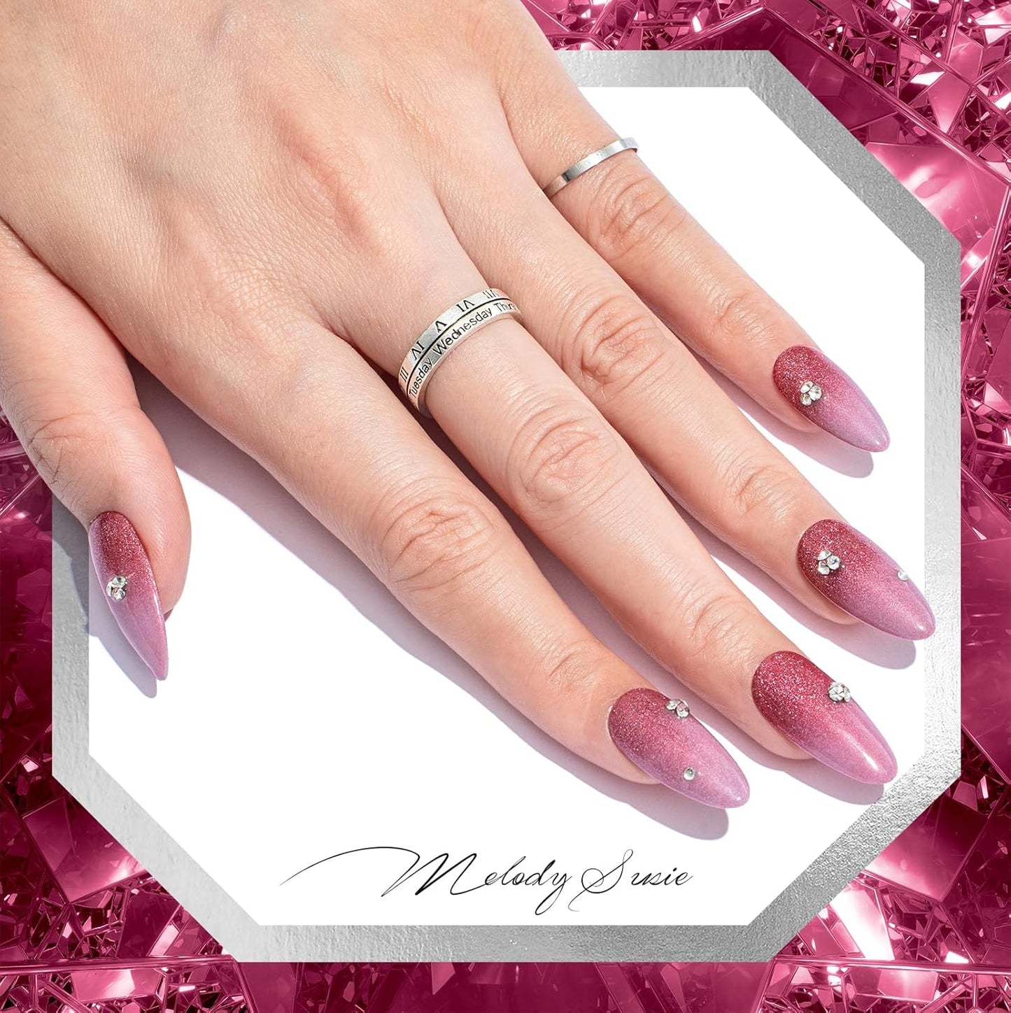 MelodySusie Strawberry Pink Glitter Gel Nail Polish, 0.5fl oz Soak Off UV LED Light Pink Sparkle Gel Polish Gift for Women Nail Art Manicure Salon DIY Nail Design Decoration at Home-Z201